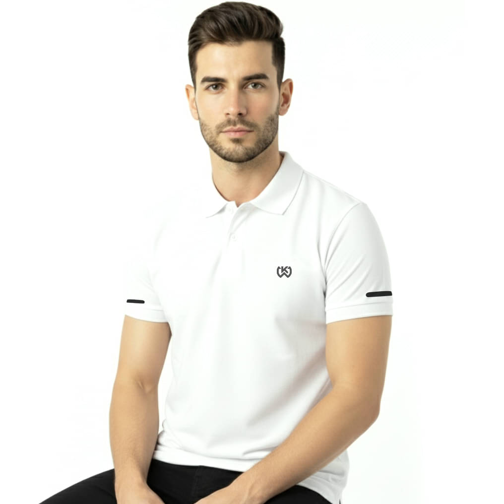     			KWINGS Men Polyester Regular Fit Solid T-Shirt ( White )