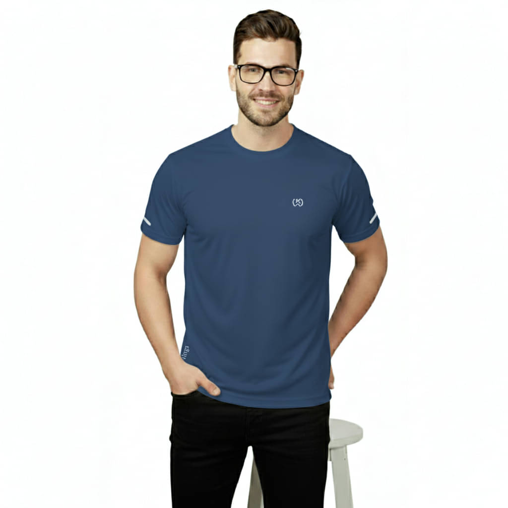 KWINGS Men Polyester Regular Fit Solid T-Shirt ( Blue ) KWINGS Men Polyester Regular Fit Solid T-Shirt ( Blue )