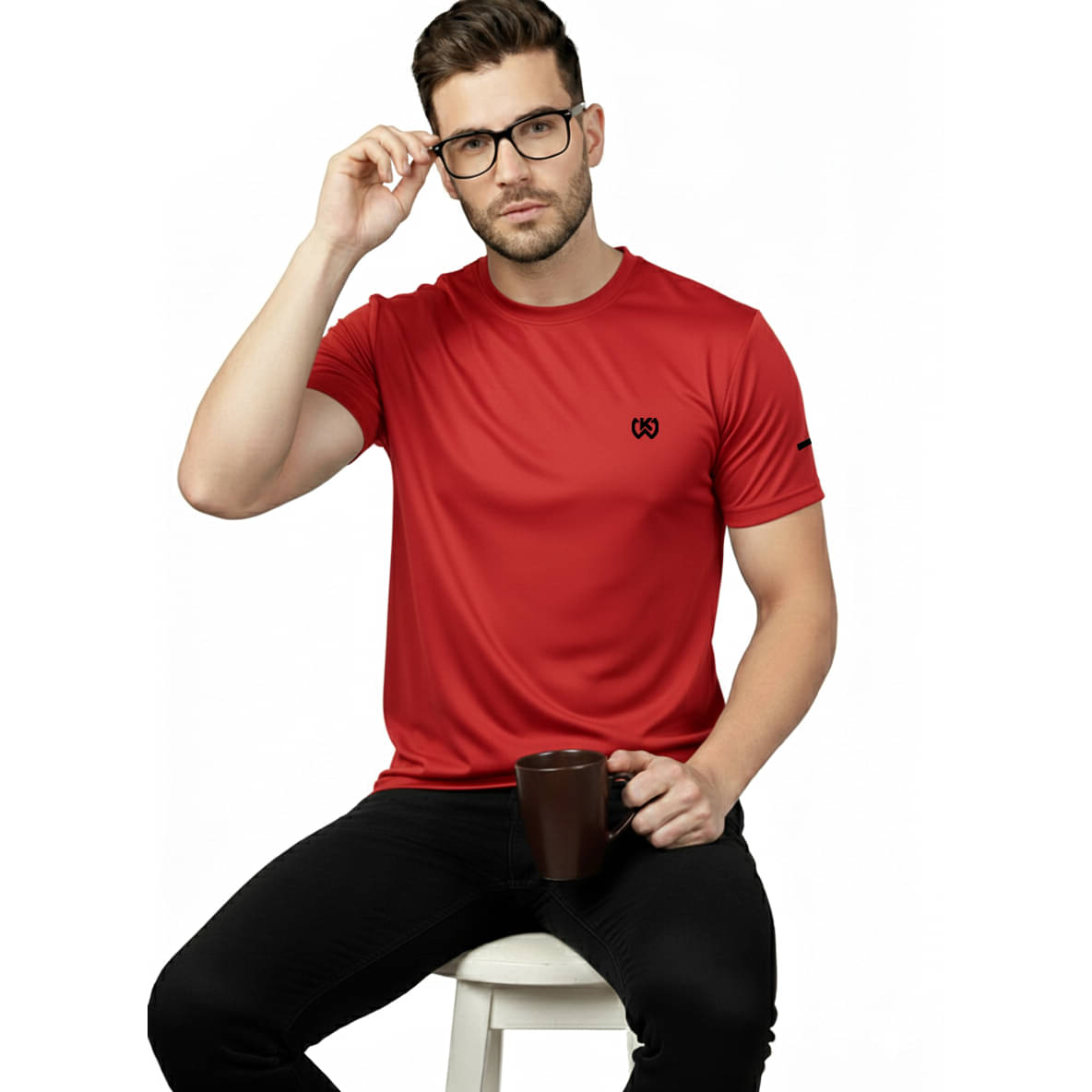     			KWINGS Men Polyester Regular Fit Solid T-Shirt ( Red )
