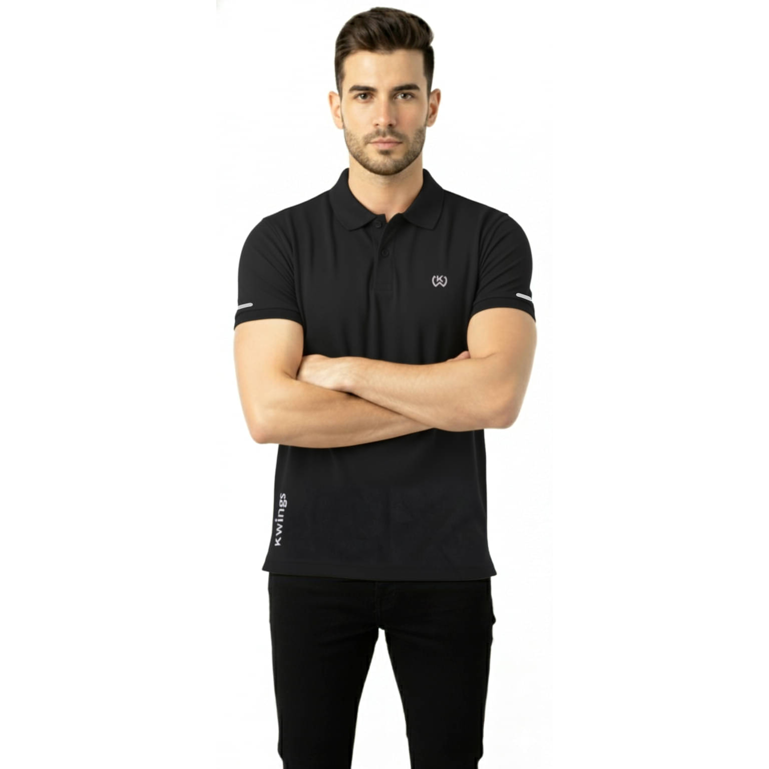 KWINGS Men Polyester Regular Fit Solid T-Shirt ( Black ) KWINGS Men Polyester Regular Fit Solid T-Shirt ( Black )