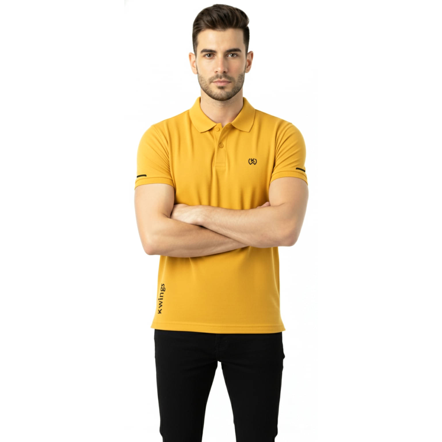     			KWINGS Men Polyester Regular Fit Solid T-Shirt ( Yellow )