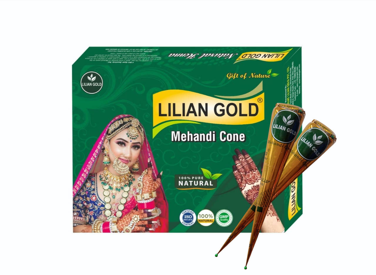 LILIAN GOLD Mehendi Cones for Hand Desgning & Bridal Mehandi Cone 12 Pcs in 1 Natural Henna 300 g LILIAN GOLD Mehendi Cones for Hand Desgning & Bridal Mehandi Cone 12 Pcs in 1 Natural Henna 300 g