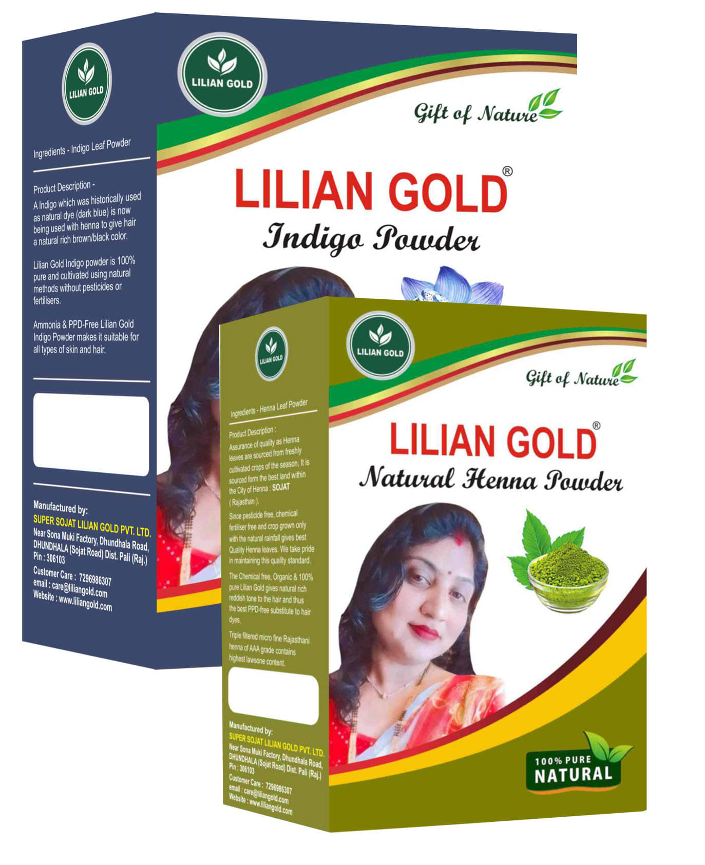     			LILIAN GOLD Pure Natural Henna & Indigo Powder For Hair Color BrownBlack Each200gm Natural Henna 400 g Pack of 2