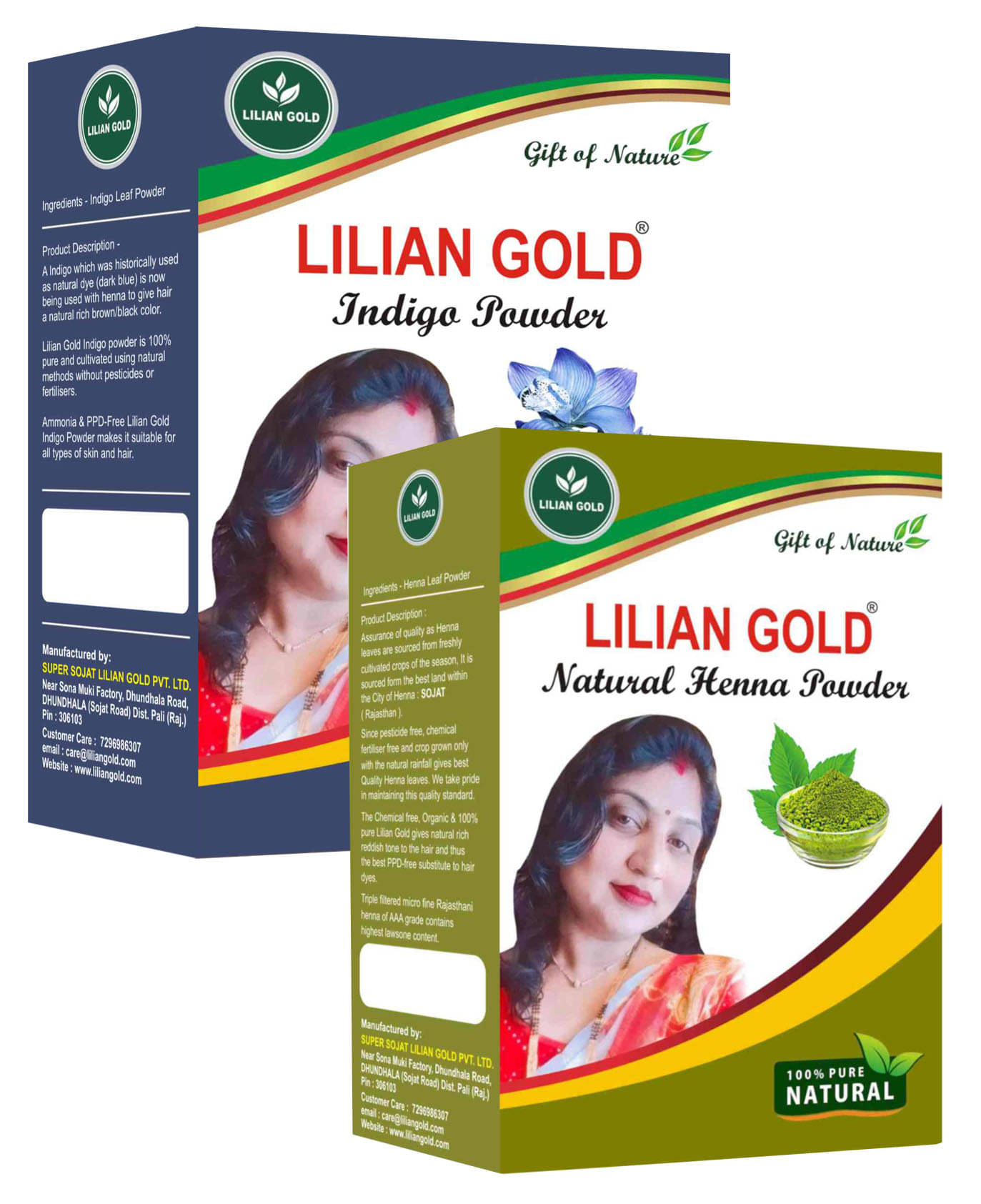     			LILIAN GOLD Pure Natural Henna & Indigo Powder For Hair Color BrownBlack Each100gm Natural Henna 200 g Pack of 2