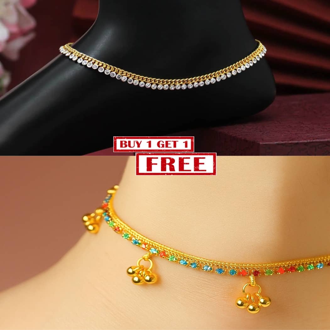 MGSV Gold Anklets ( Pack of 2 ) - Anklets | Buy online on ZillyBuy