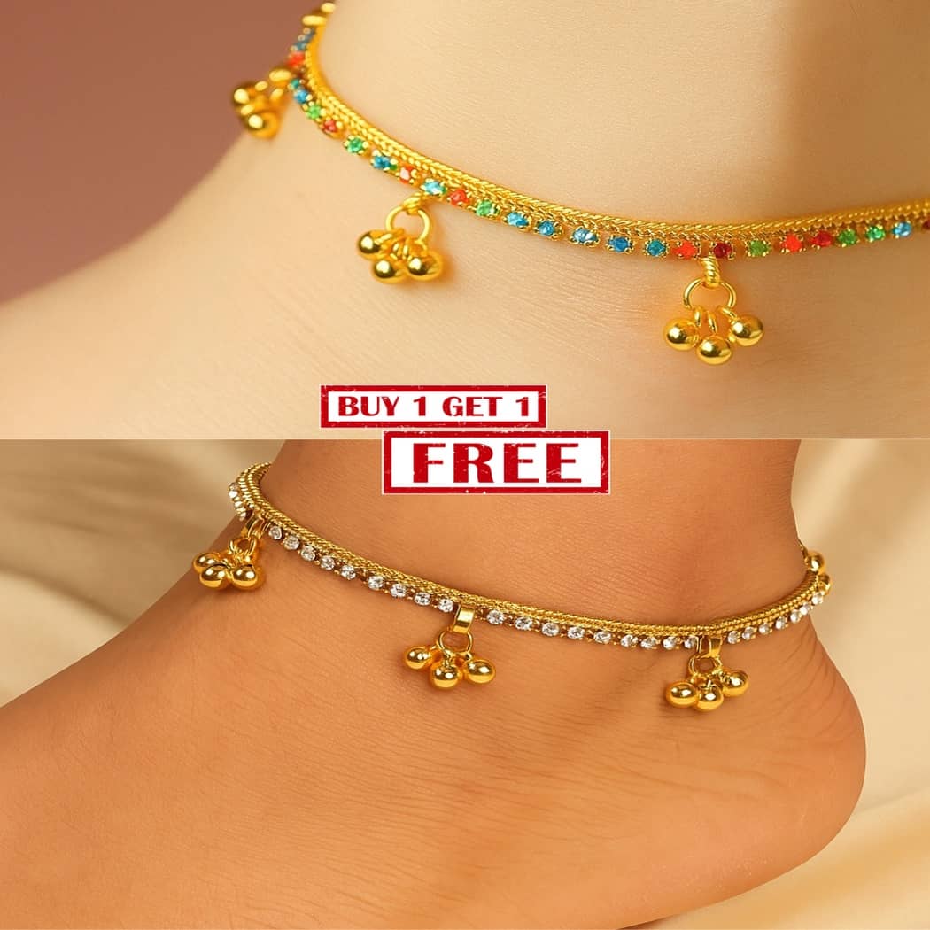 MGSV Gold Anklets ( Pack of 2 ) - Anklets | Buy online on ZillyBuy