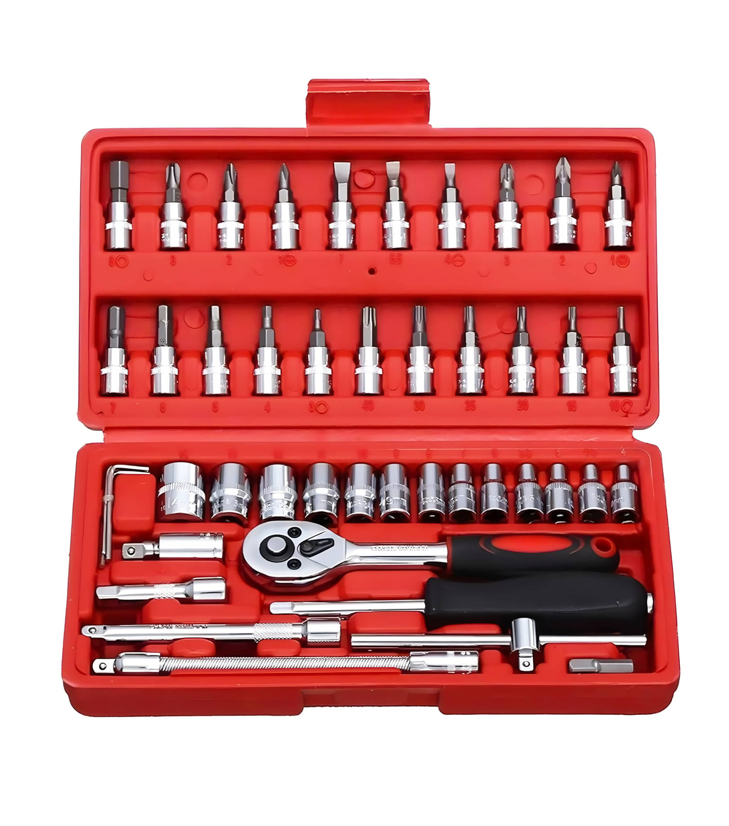     			Multipurpose 2-in-1 toolkit Wrench Socket 46 Pcs Screwdriver Set