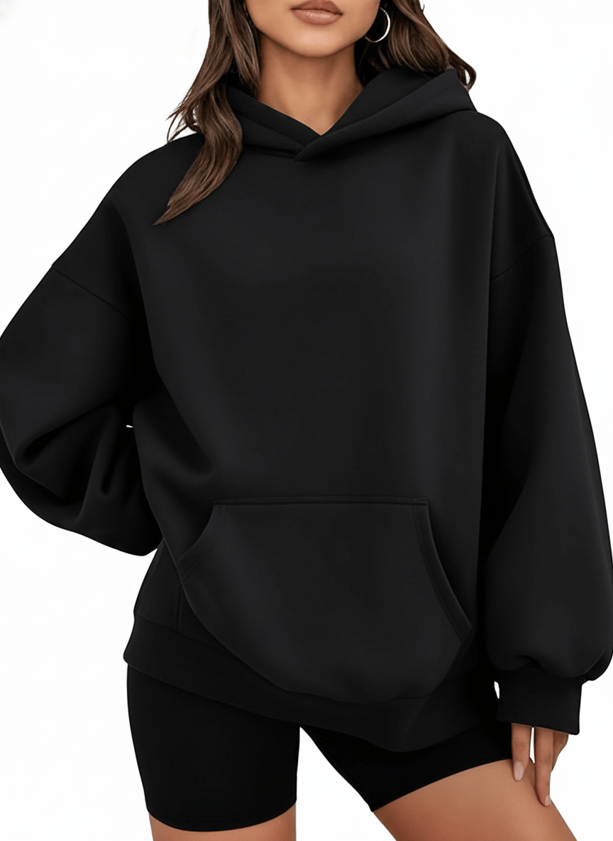     			Posu Trendz Women Fleece Hooded Sweatshirt For Heavy Winters ( Black )
