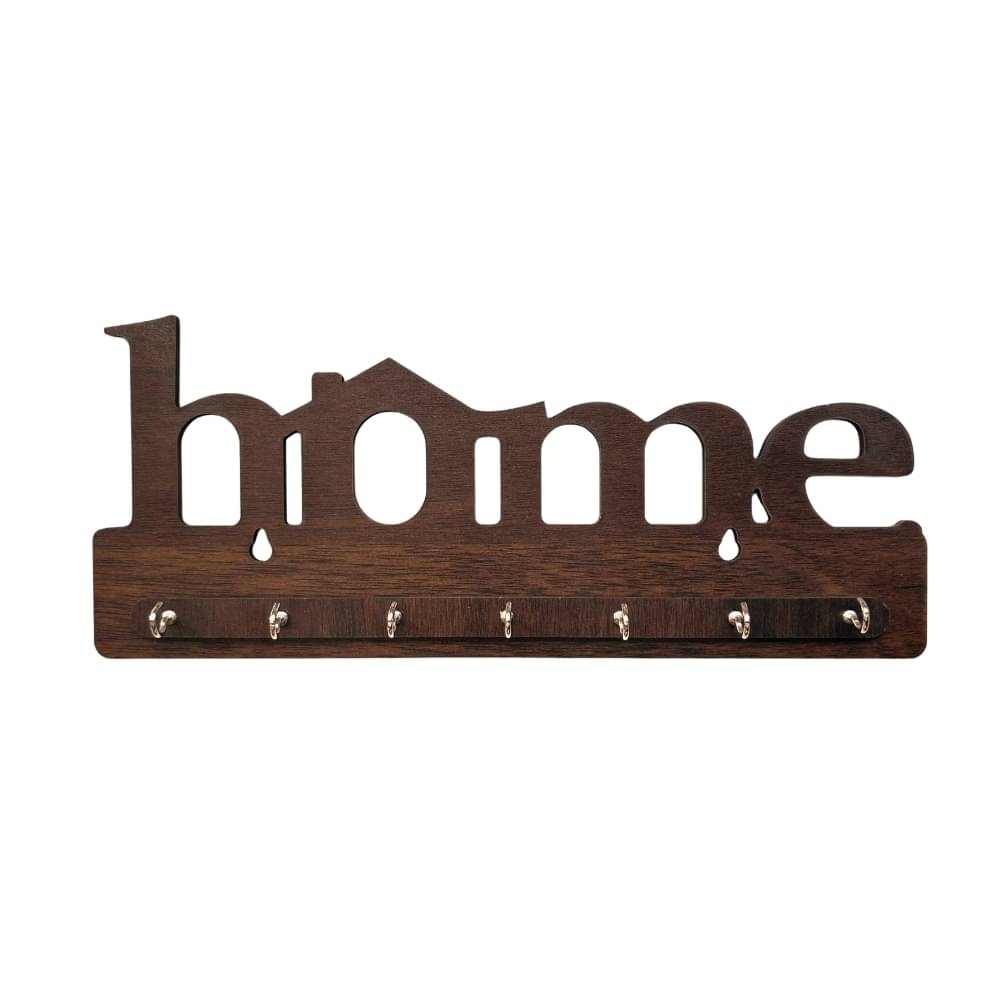 Premium Wooden MDF “HOME” Key Holder | Wall Mounted Key Stand with 7 Stainless Steel Hooks | Decorative Organizer for Entryway & Living Room (BROWN) Premium Wooden MDF “HOME” Key Holder | Wall Mounted Key Stand with 7 Stainless Steel Hooks | Decorative Organizer for Entryway & Living Room (BROWN)