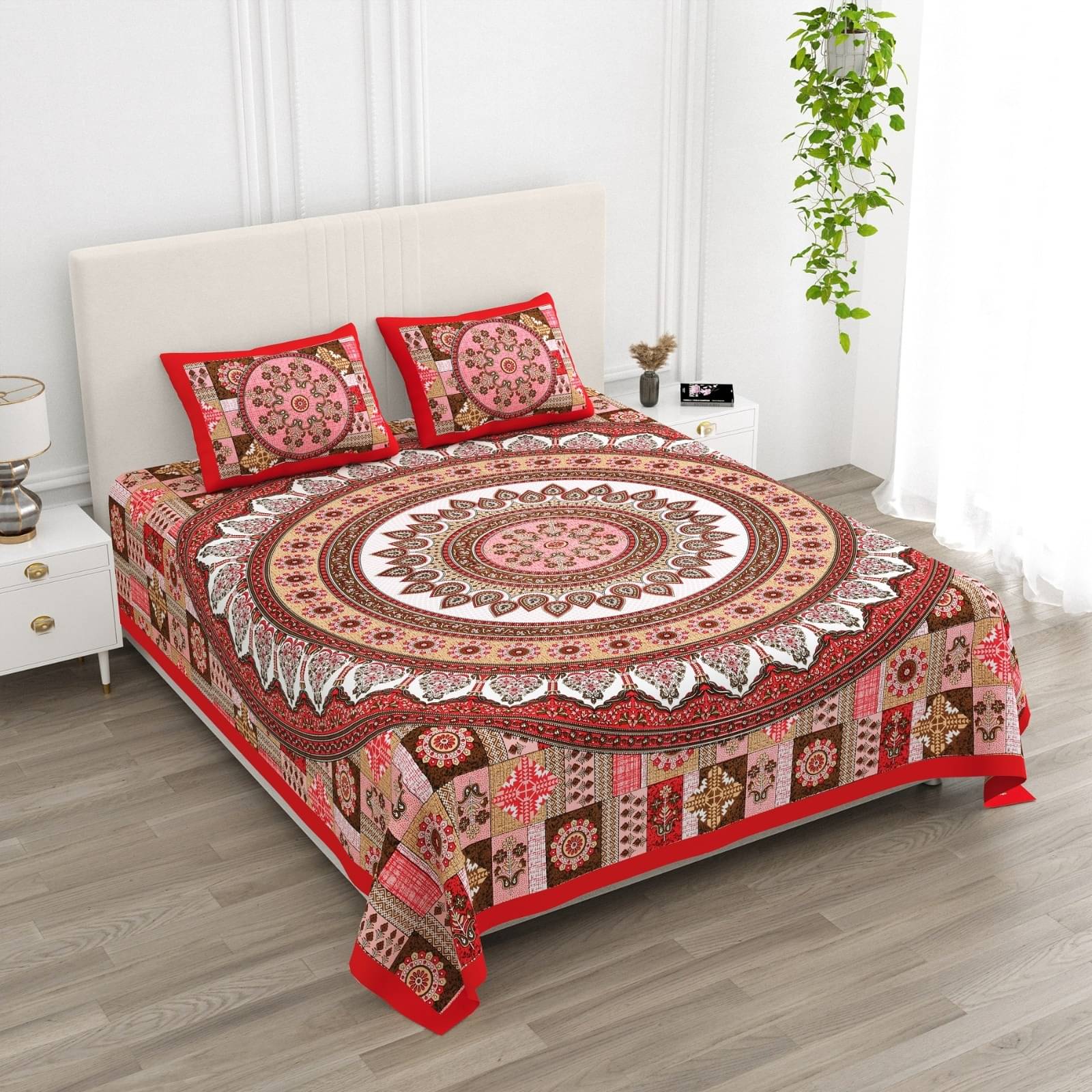 Pure Loom Cotton 1 Double King Bedsheet with 2 Pillow Covers ( Red )     			Pure Loom Cotton 1 Double King Bedsheet with 2 Pillow Covers ( Red )