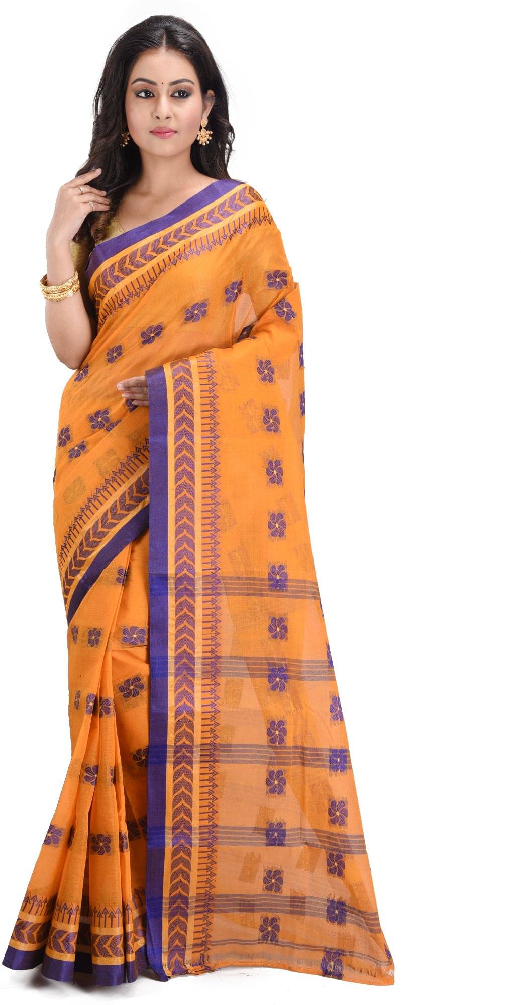 RAJ SAREE HOUSE Cotton Printed Tant Saree Without Blouse Piece ( Yellow )     			RAJ SAREE HOUSE Cotton Printed Tant Saree Without Blouse Piece ( Yellow )