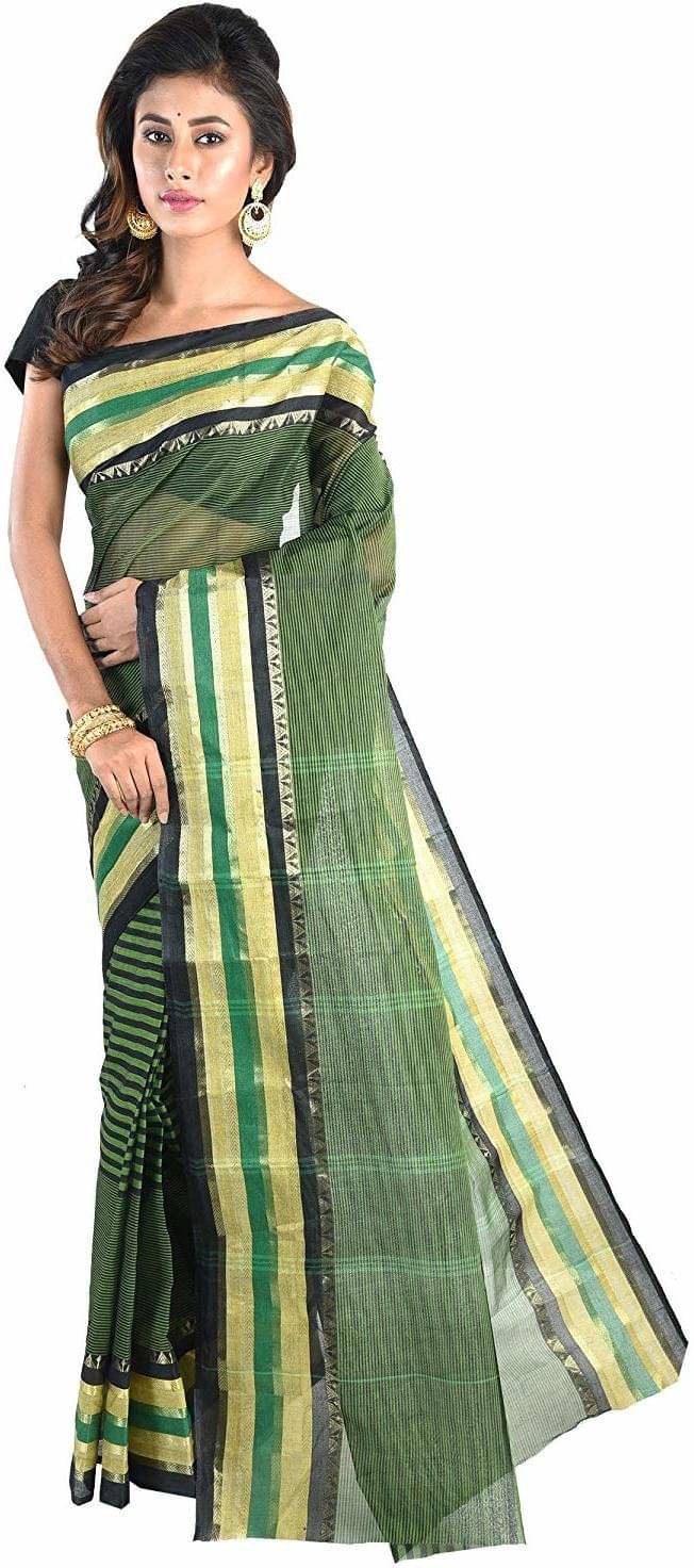 RAJ SAREE HOUSE Cotton Self Design Tant Saree Without Blouse Piece ( Green ) RAJ SAREE HOUSE Cotton Self Design Tant Saree Without Blouse Piece ( Green )