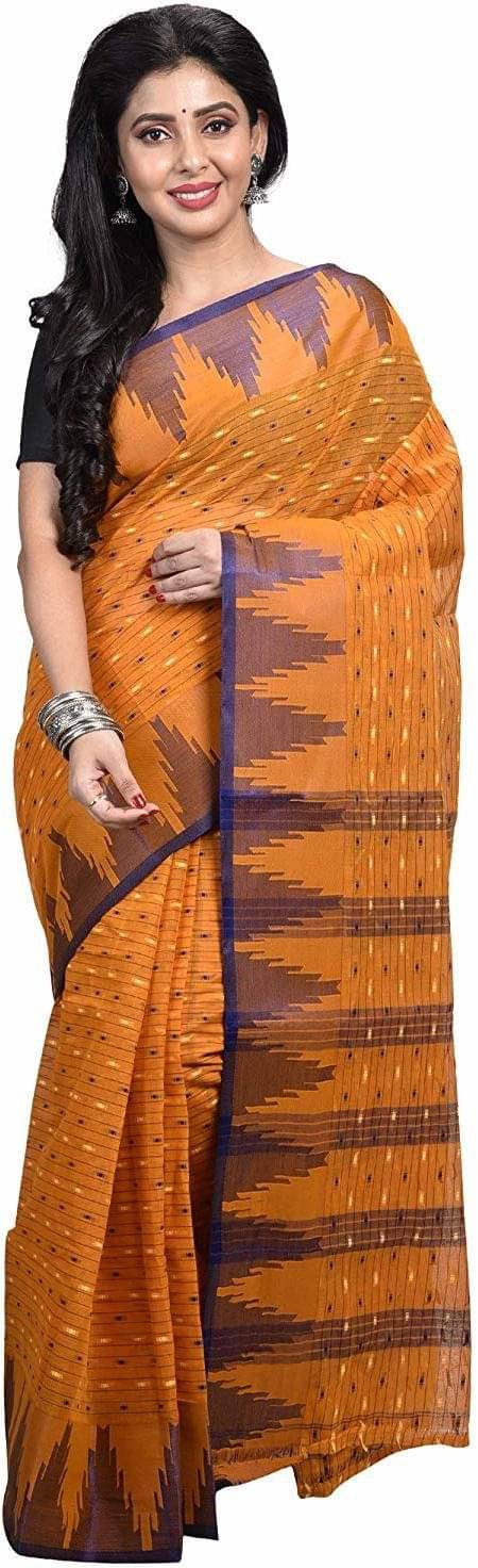     			RAJ SAREE HOUSE Cotton Self design Tant Saree Without Blouse Piece ( Yellow )