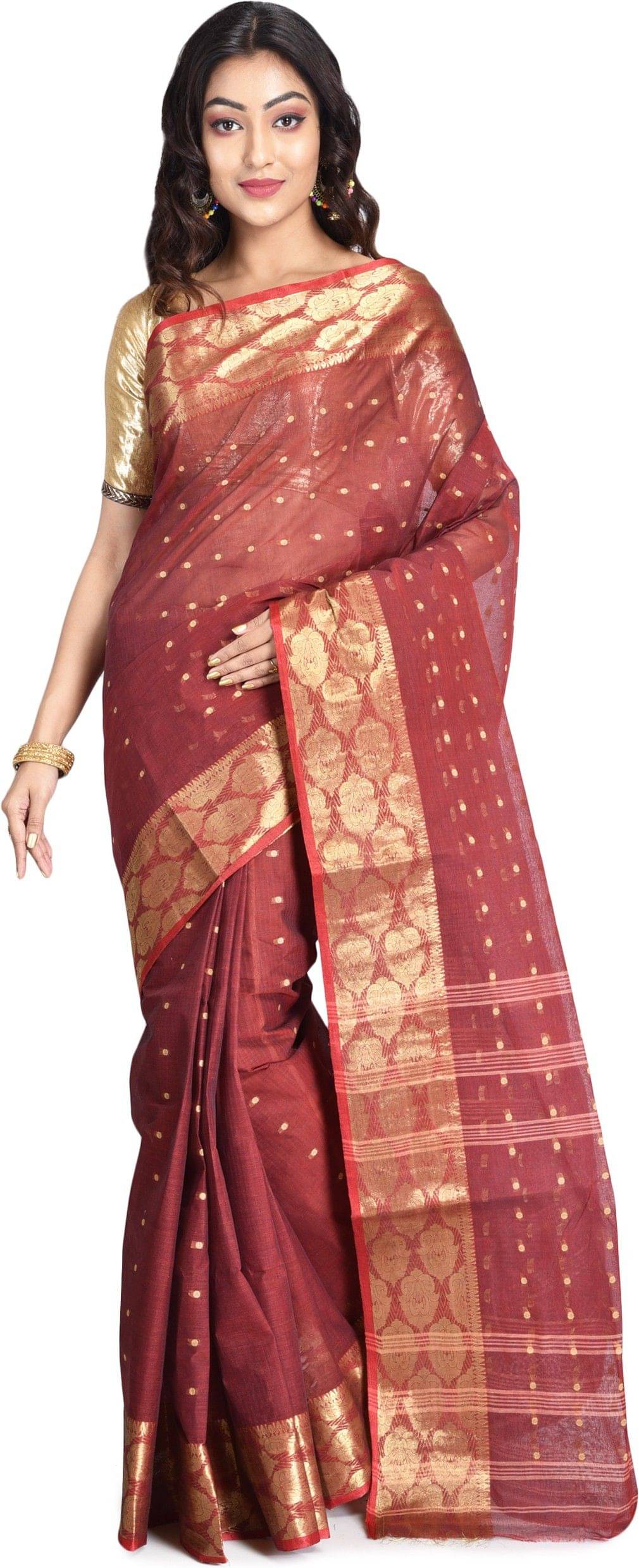     			RAJ SAREE HOUSE Cotton Self design Tant Saree Without Blouse Piece ( Beige )
