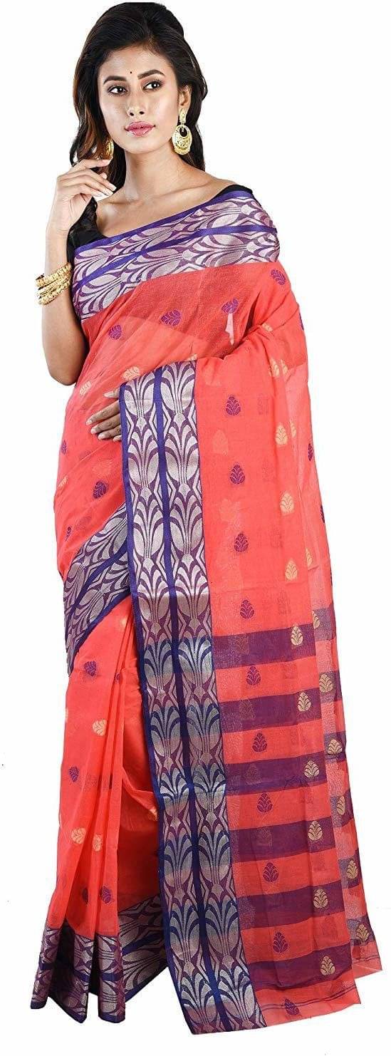 RAJ SAREE HOUSE Cotton Woven Tant Saree Without Blouse Piece ( Orange ) RAJ SAREE HOUSE Cotton Woven Tant Saree Without Blouse Piece ( Orange )