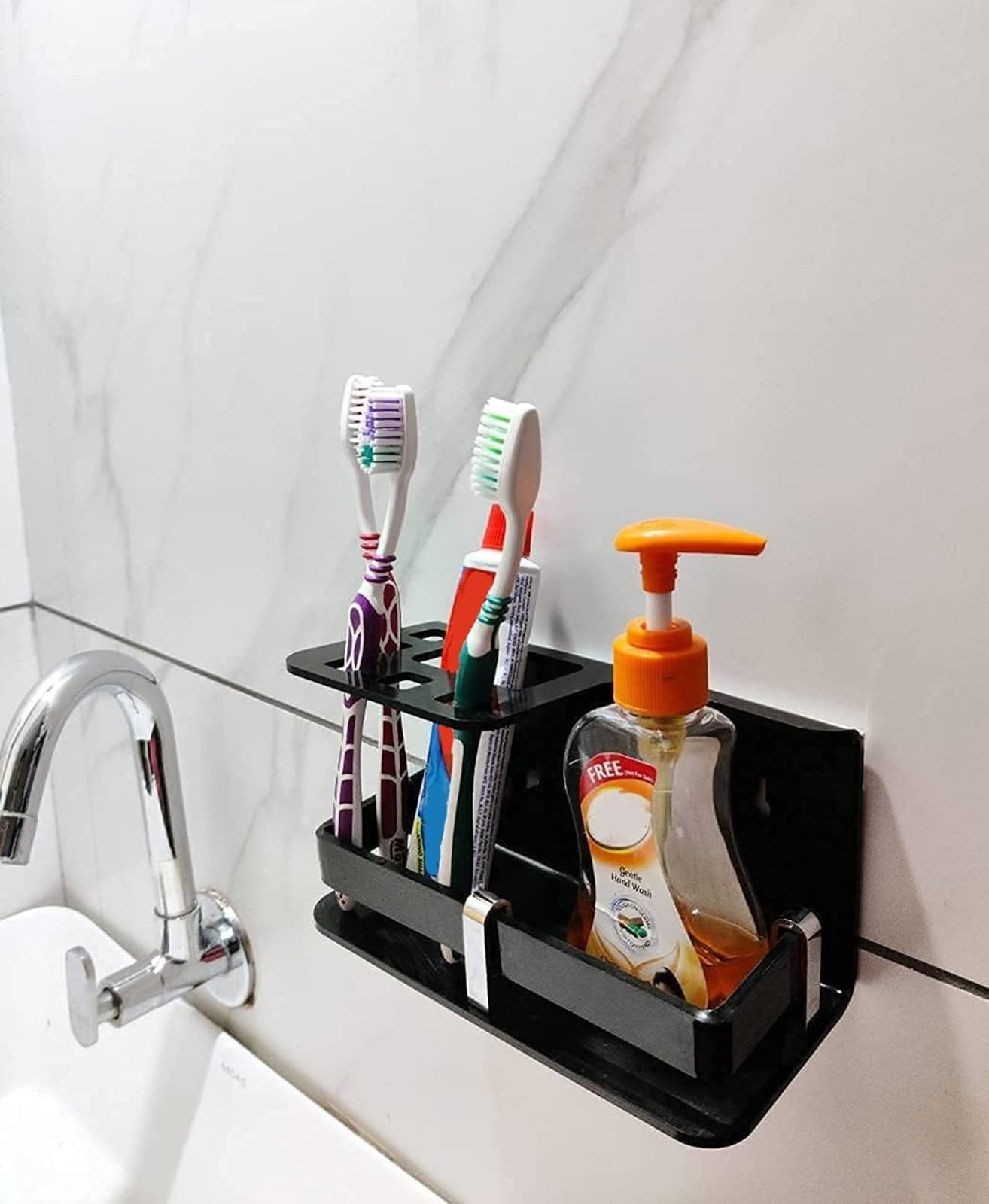     			ROUTINE Wall Mounted Multipurpose Bathroom Shelf Organizer – Plastic Toothbrush, Shampoo & Accessories Holder Rack