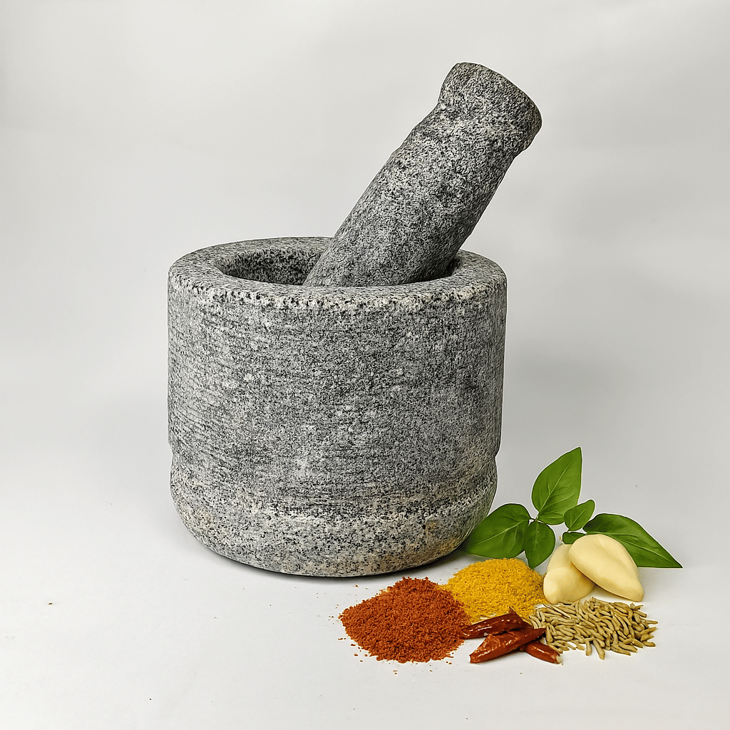 Stone Mortar and Pestle Set for Spices (4 inch) | Khalbatta stone | Natural & Traditional Grinder | Okhli for Kitchen | Small Stone Grinder Stone Mortar and Pestle Set for Spices (4 inch) | Khalbatta stone | Natural & Traditional Grinder | Okhli for Kitchen | Small Stone Grinder