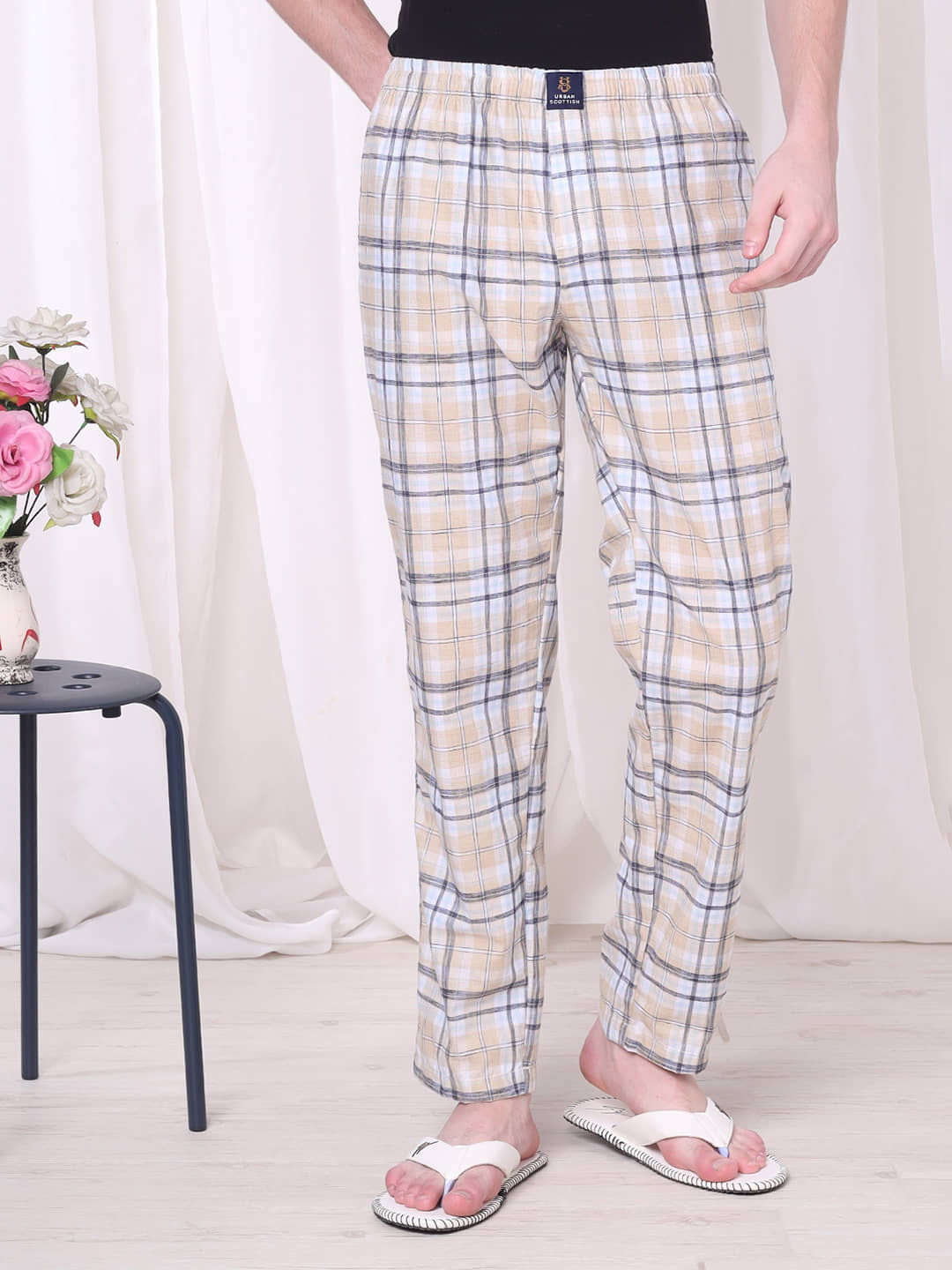 URBAN SCOTTISH Pack of 1 Pyjama For Men's ( Beige )