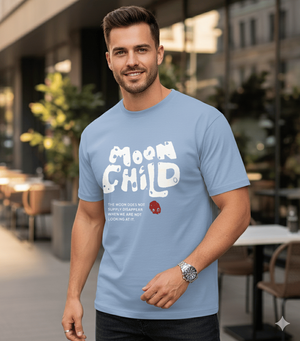 Urban Trees Men Cotton Blend Oversized Fit Printed T-Shirt ( Light Blue )     			Urban Trees Men Cotton Blend Oversized Fit Printed T-Shirt ( Light Blue )