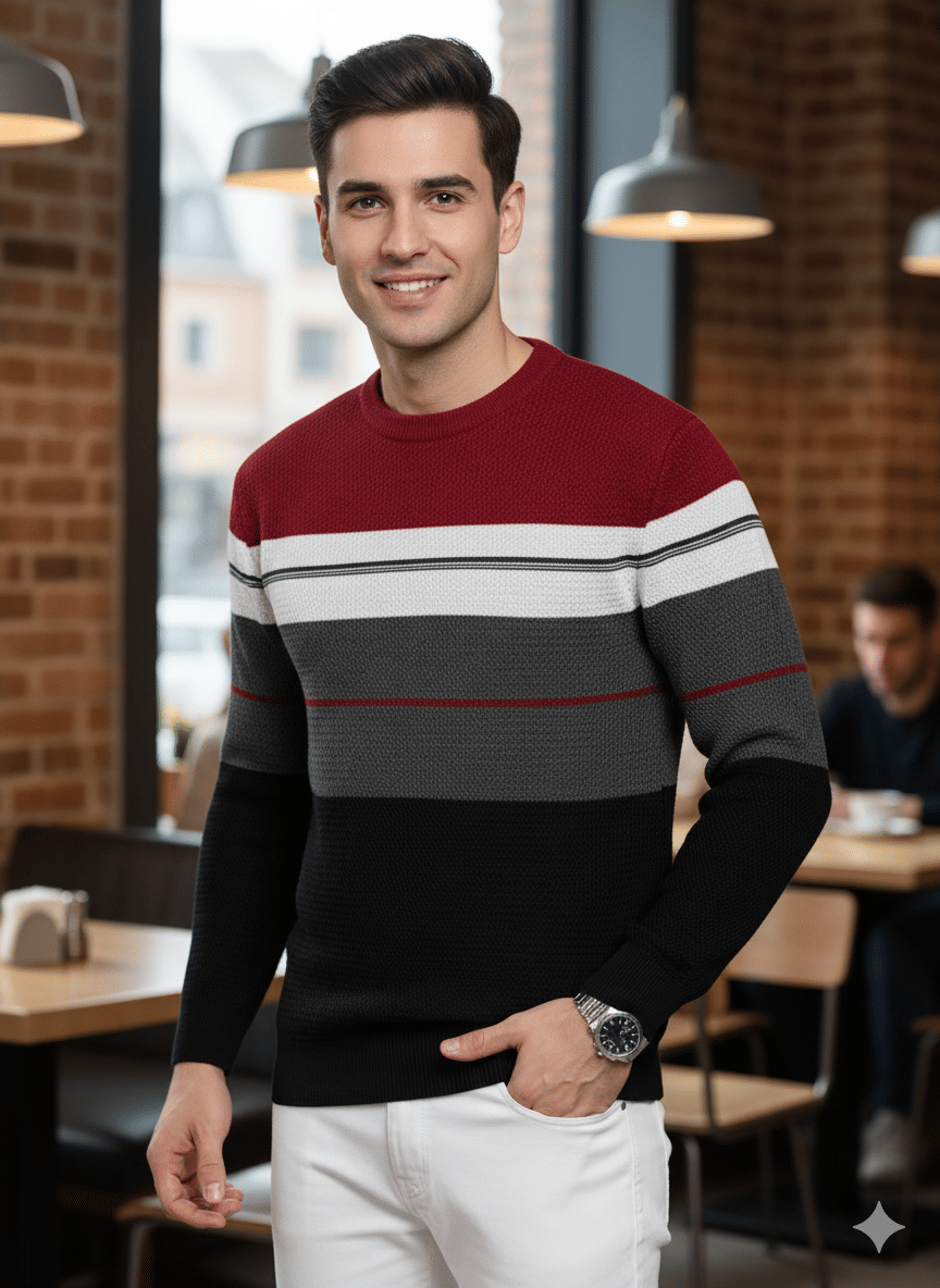     			Urban Trees Woollen Blend Round Neck Men's Full Sleeves Pullover Sweater - Black ( Pack of 1 )