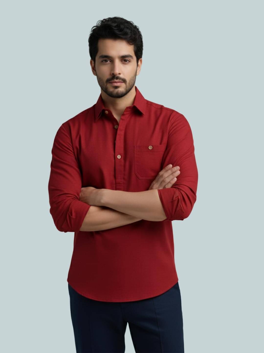 Vida Loca Red Cotton Blend Men's Shirt Style Kurta ( Pack of 1 ) Vida Loca Red Cotton Blend Men's Shirt Style Kurta ( Pack of 1 )