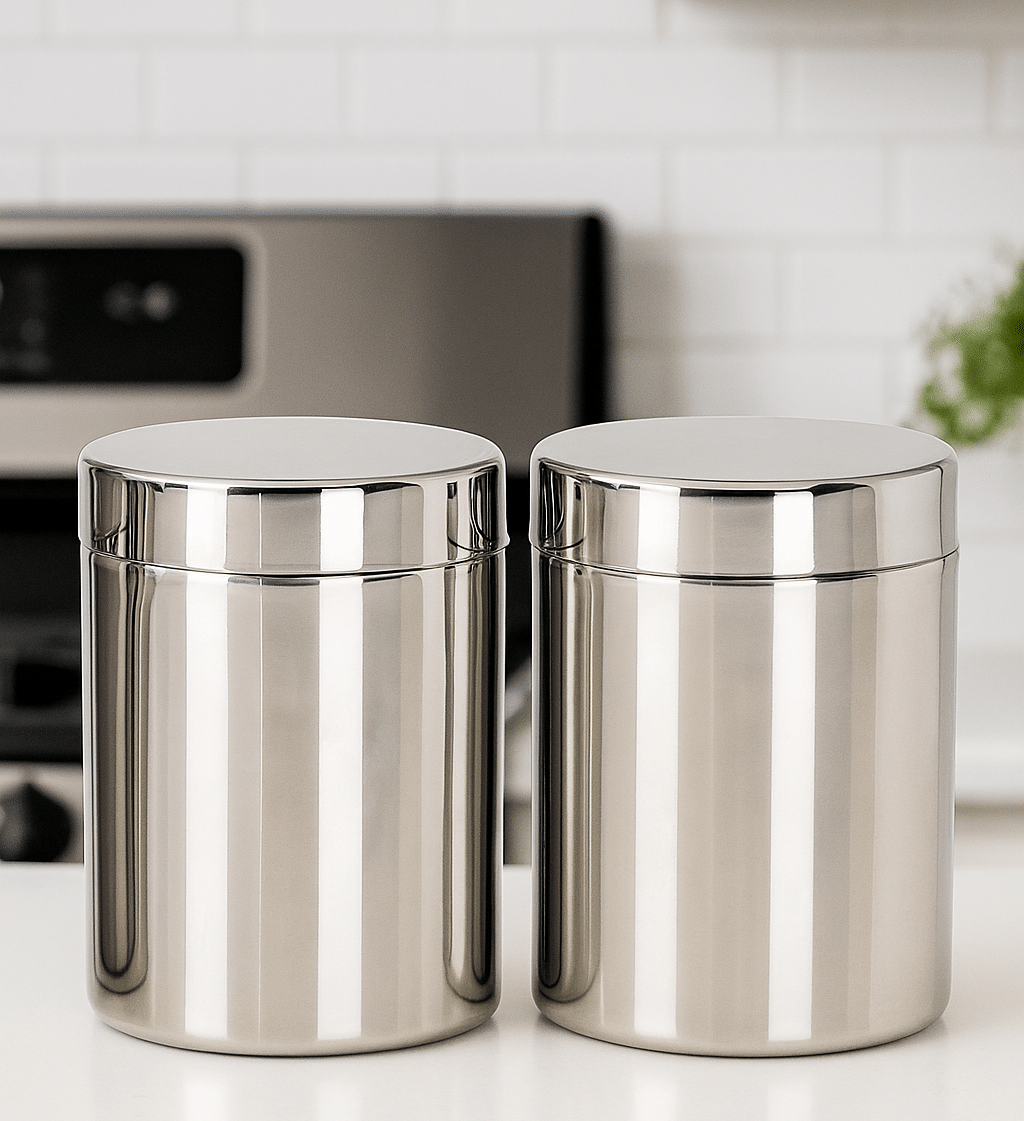 Visaxmi Stainless Steel Silver Multi-Purpose Container ( Set of 2 )