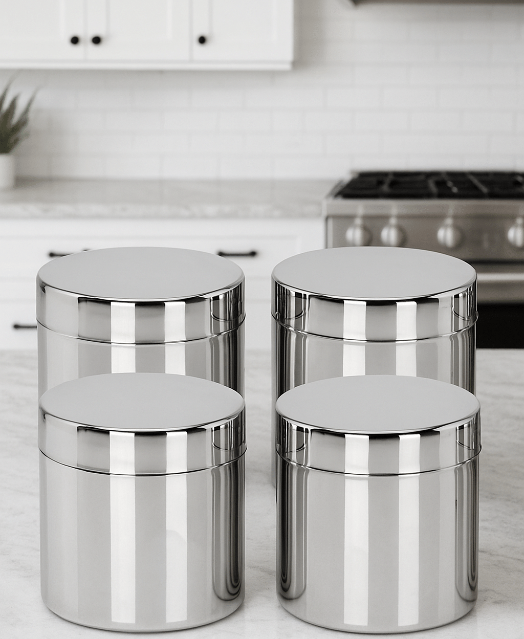 Visaxmi Stainless Steel Silver Multi-Purpose Container ( Set of 4 )