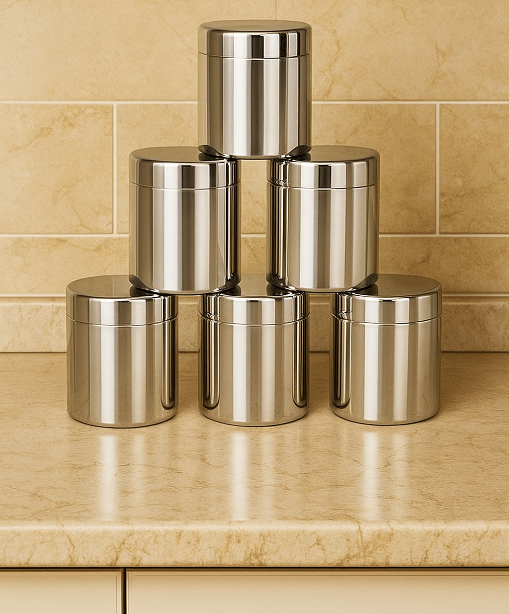 Visaxmi Steel Silver Multi-Purpose Container ( Set of 6 )