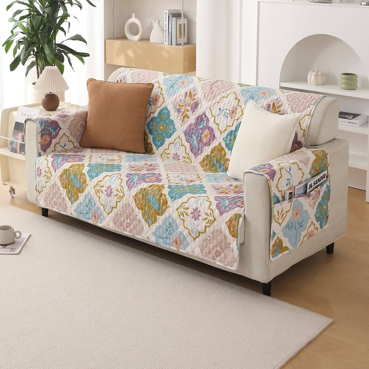     			Wonder Decor 3 Seater Polyester Sofa Cover ( Pack of 1 )