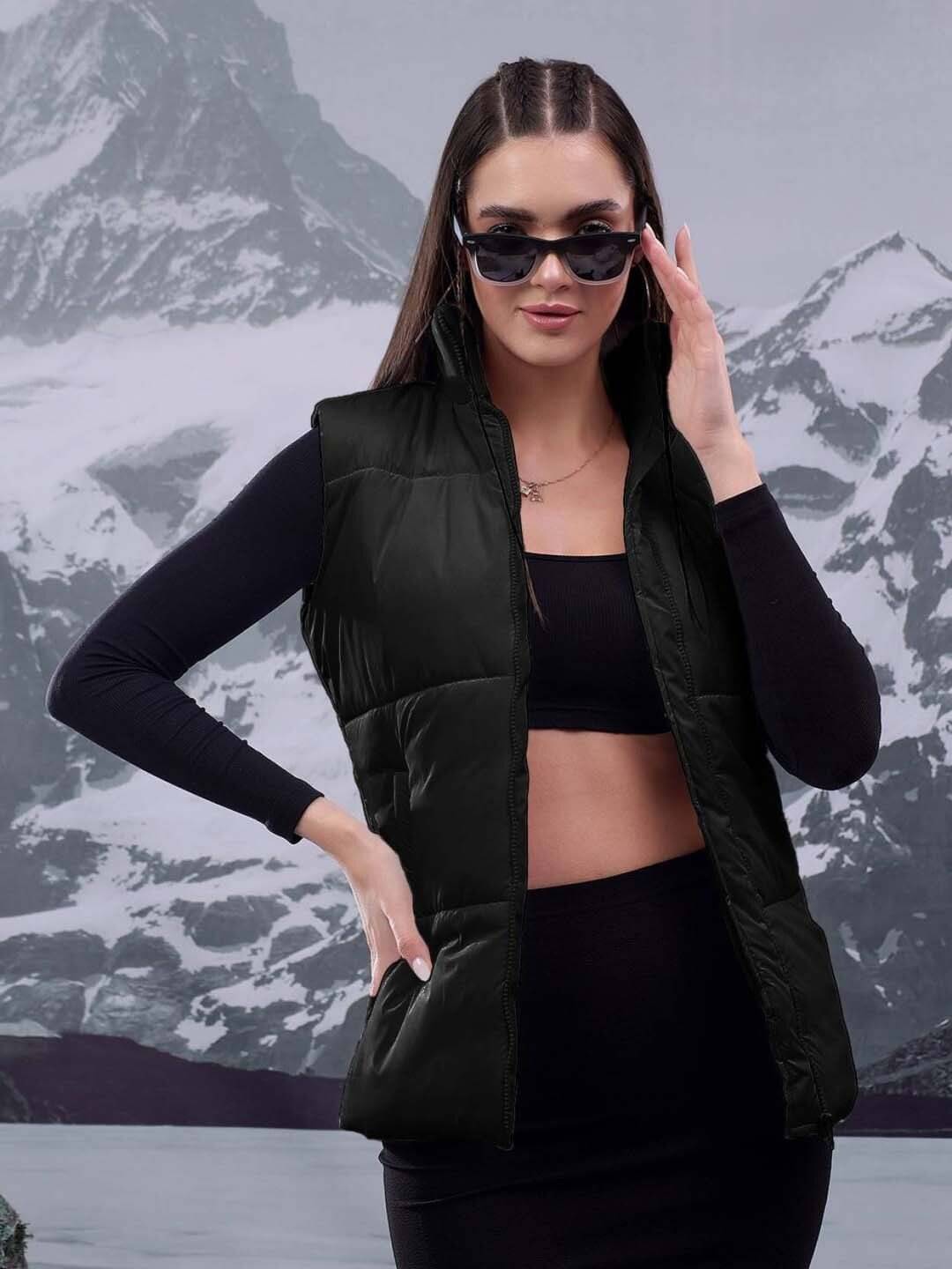     			kotty Women High Neck Puffer Jacket ( Black )
