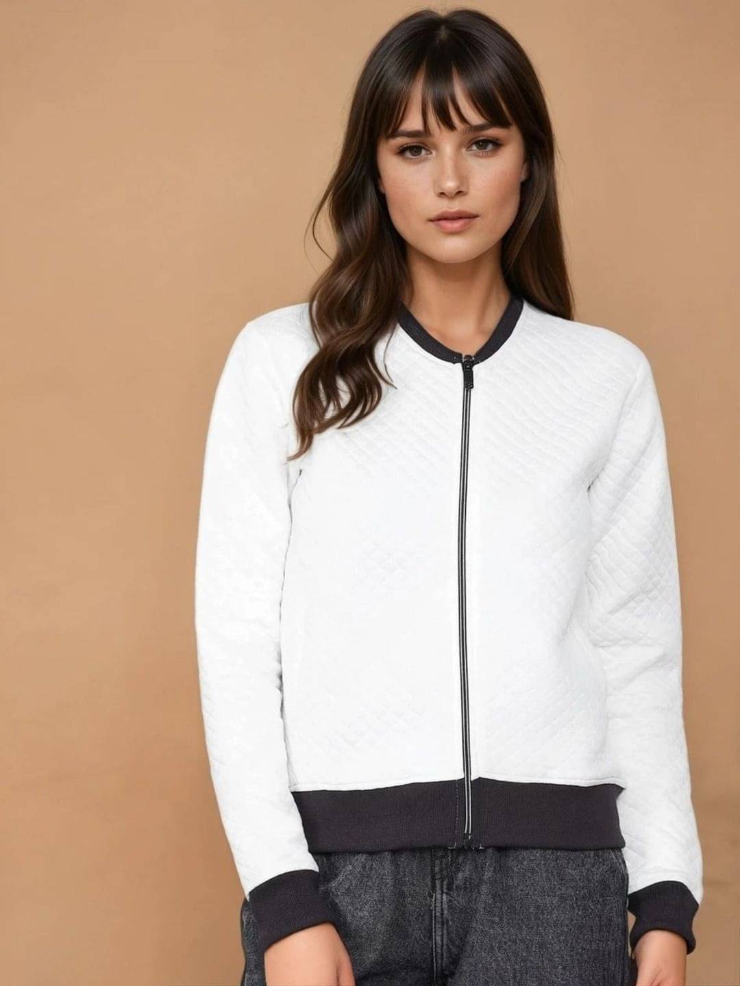     			kotty Women High Neck Quilted Jacket ( White )
