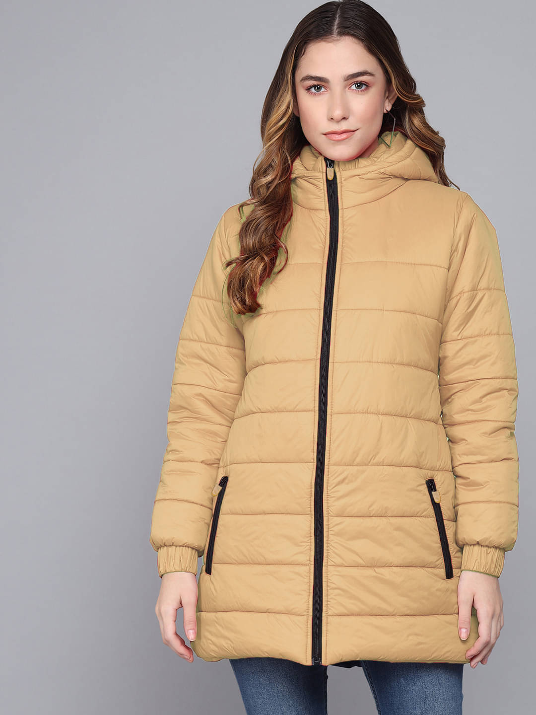     			kotty Women Hooded Regular Jacket ( Beige )