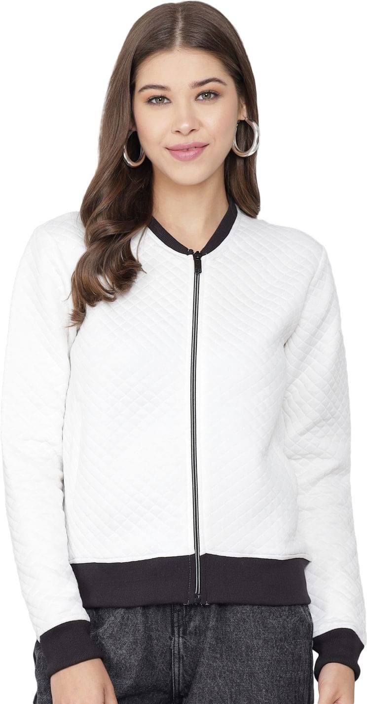    			kotty Women Shirt Collar Regular Jacket ( White )