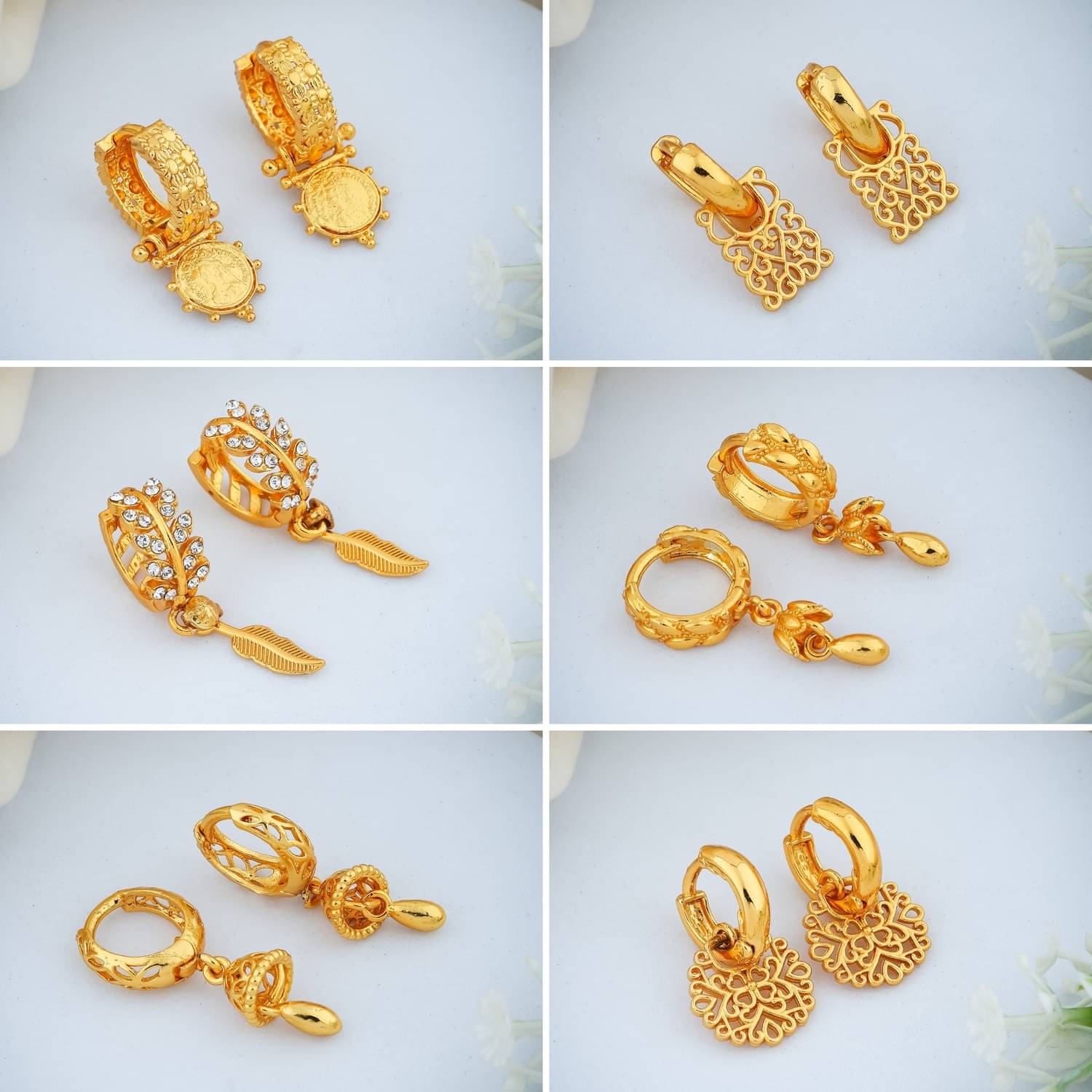     			weroxa Gold Hoops Earrings ( Pack of 6 )