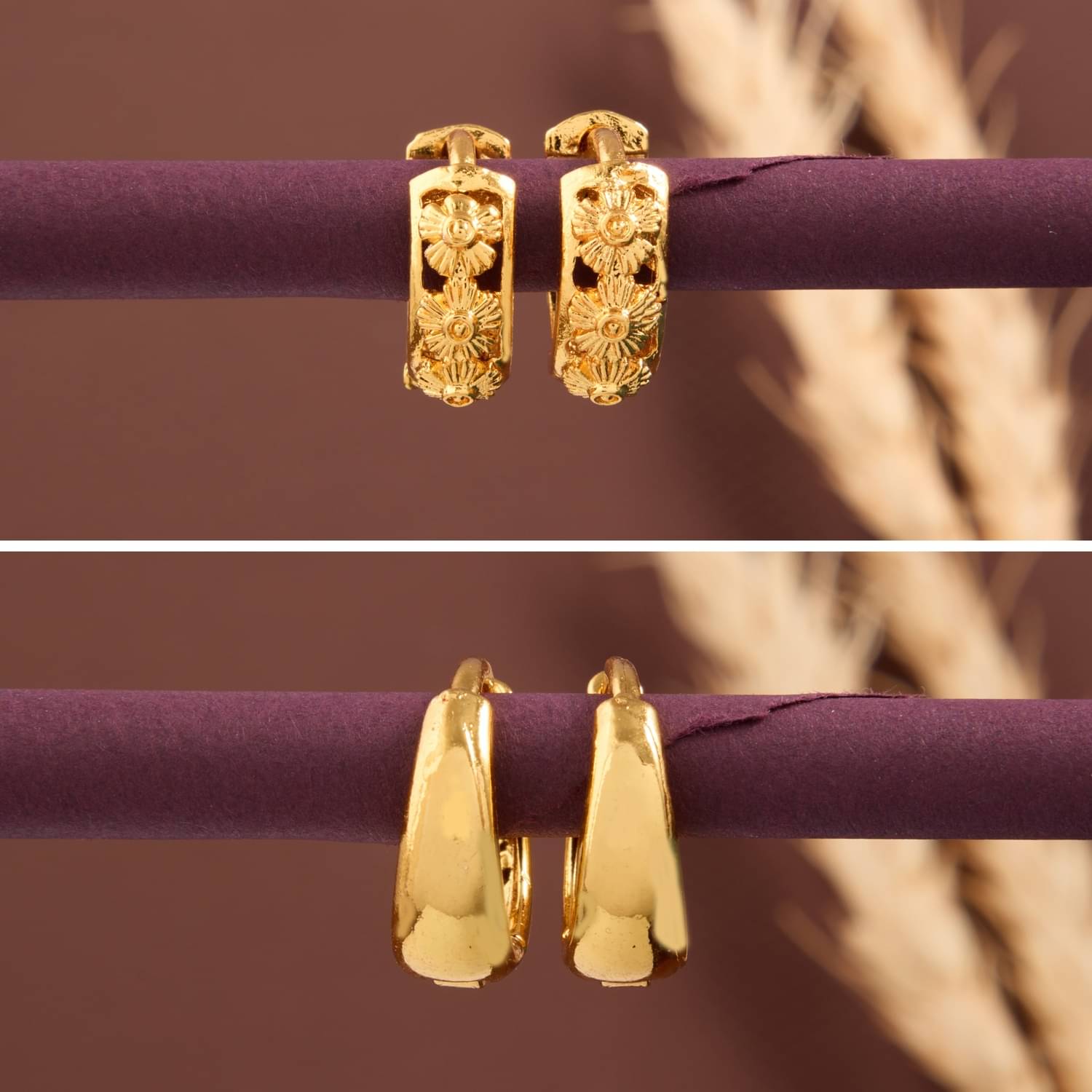     			weroxa Gold Hoops Earrings ( Pack of 2 )