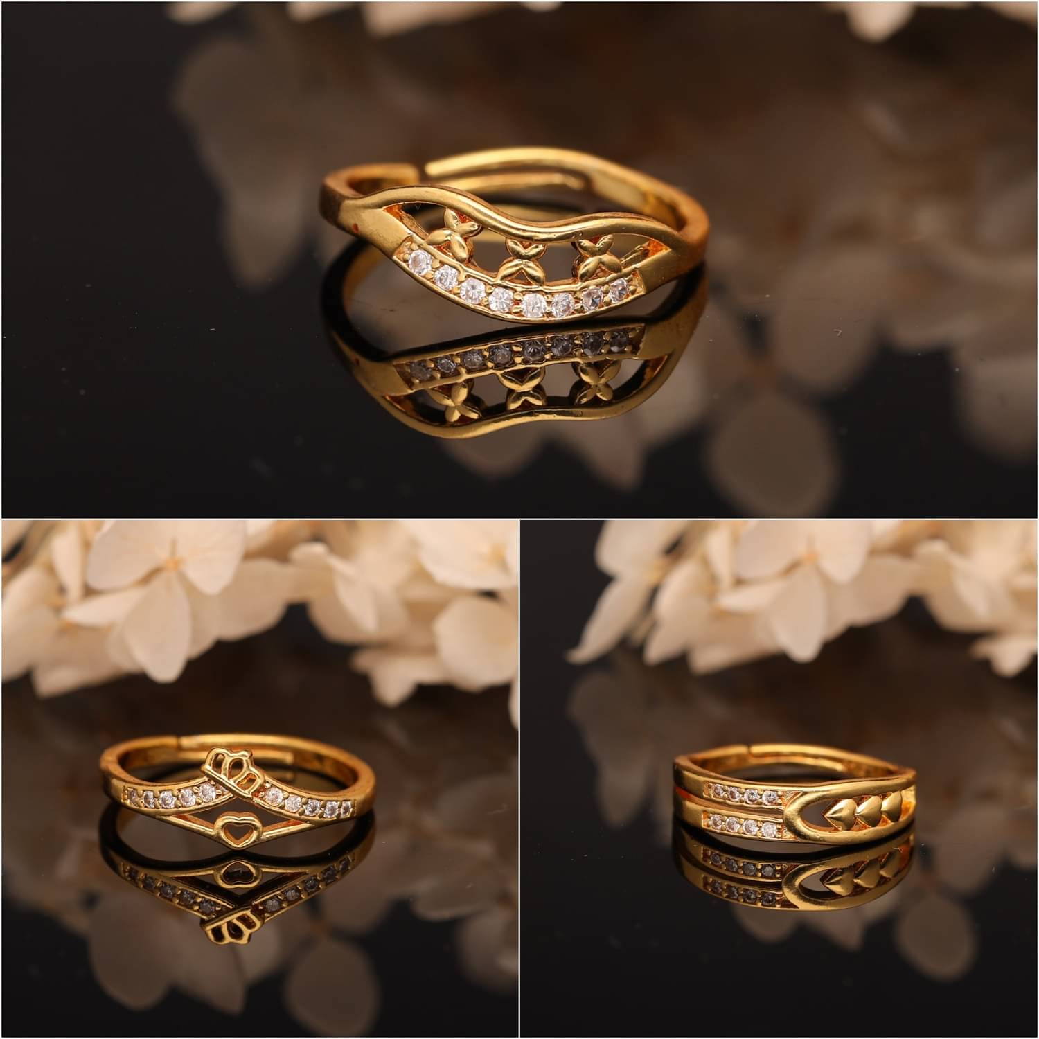     			weroxa Gold Rings ( Pack of 3 )