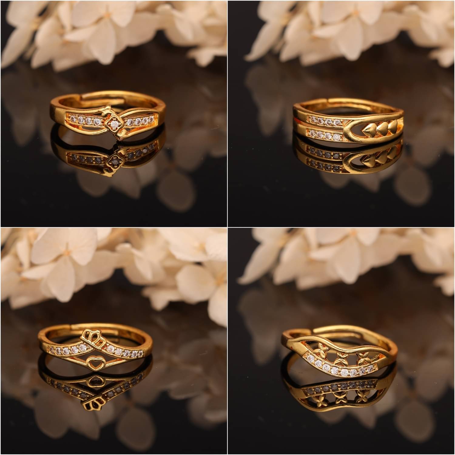     			weroxa Gold Rings ( Pack of 4 )