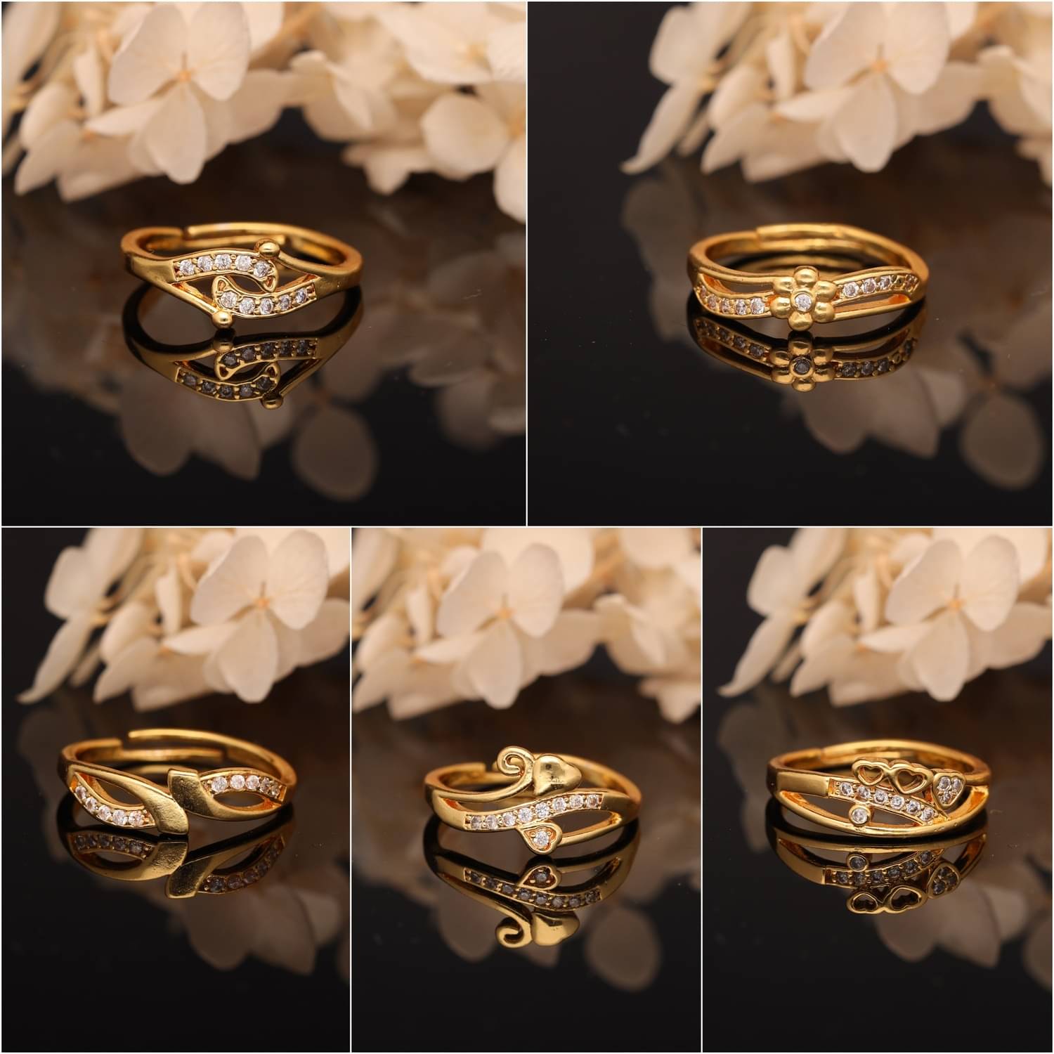     			weroxa Gold Rings ( Pack of 5 )
