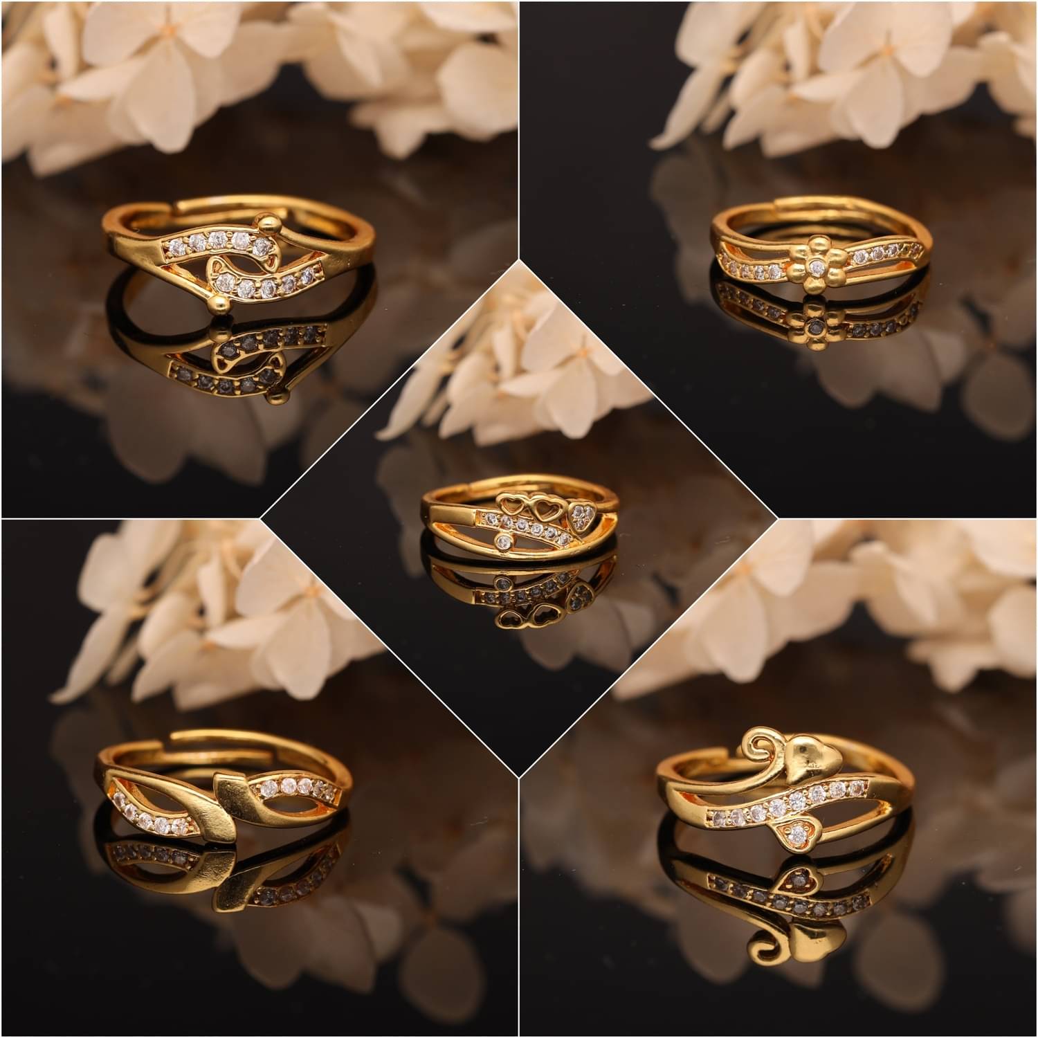     			weroxa Gold Rings ( Pack of 5 )