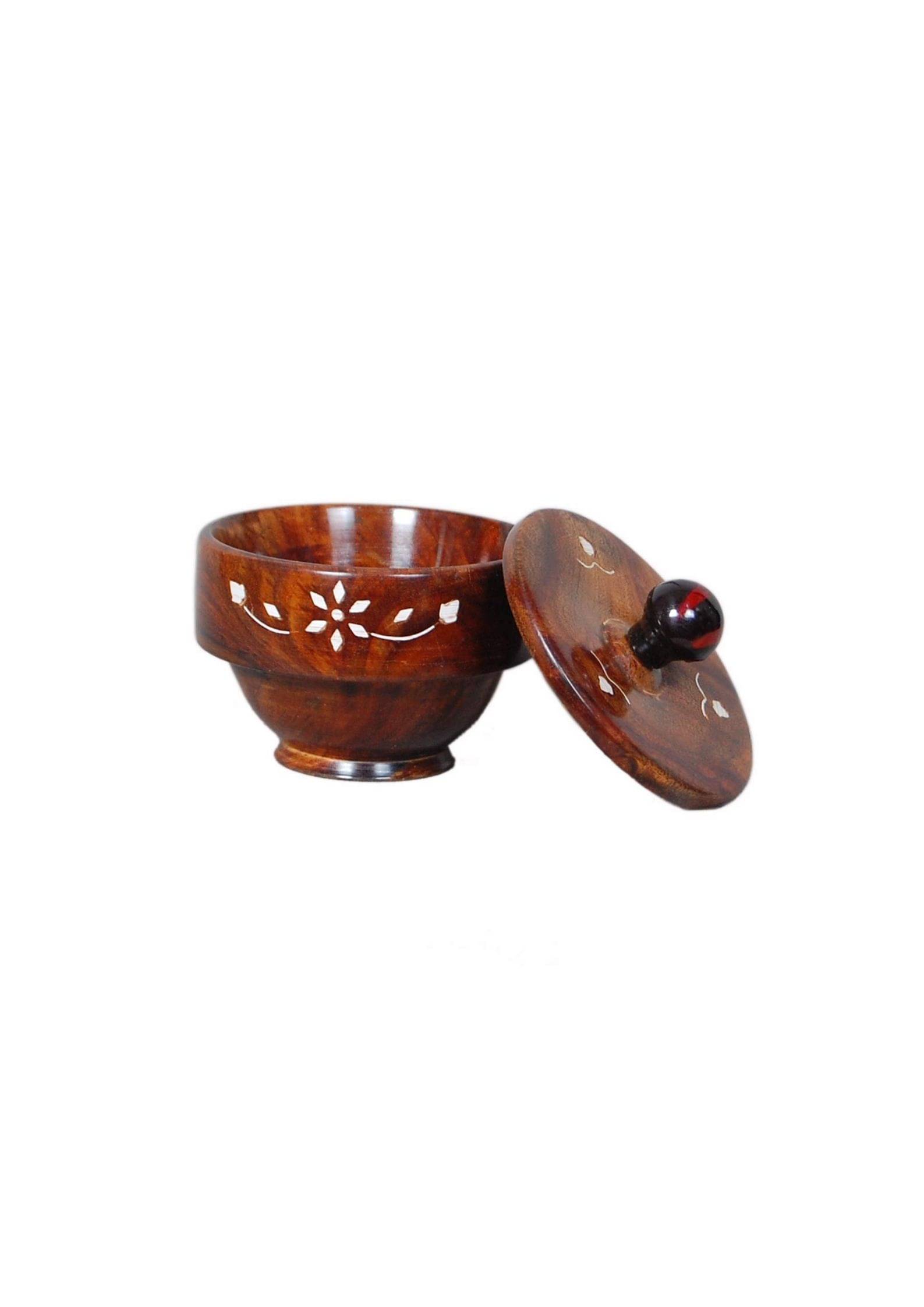     			ADWORLD GLOBAL bowl salt Wooden Brown Spice Container ( Set of 1 )