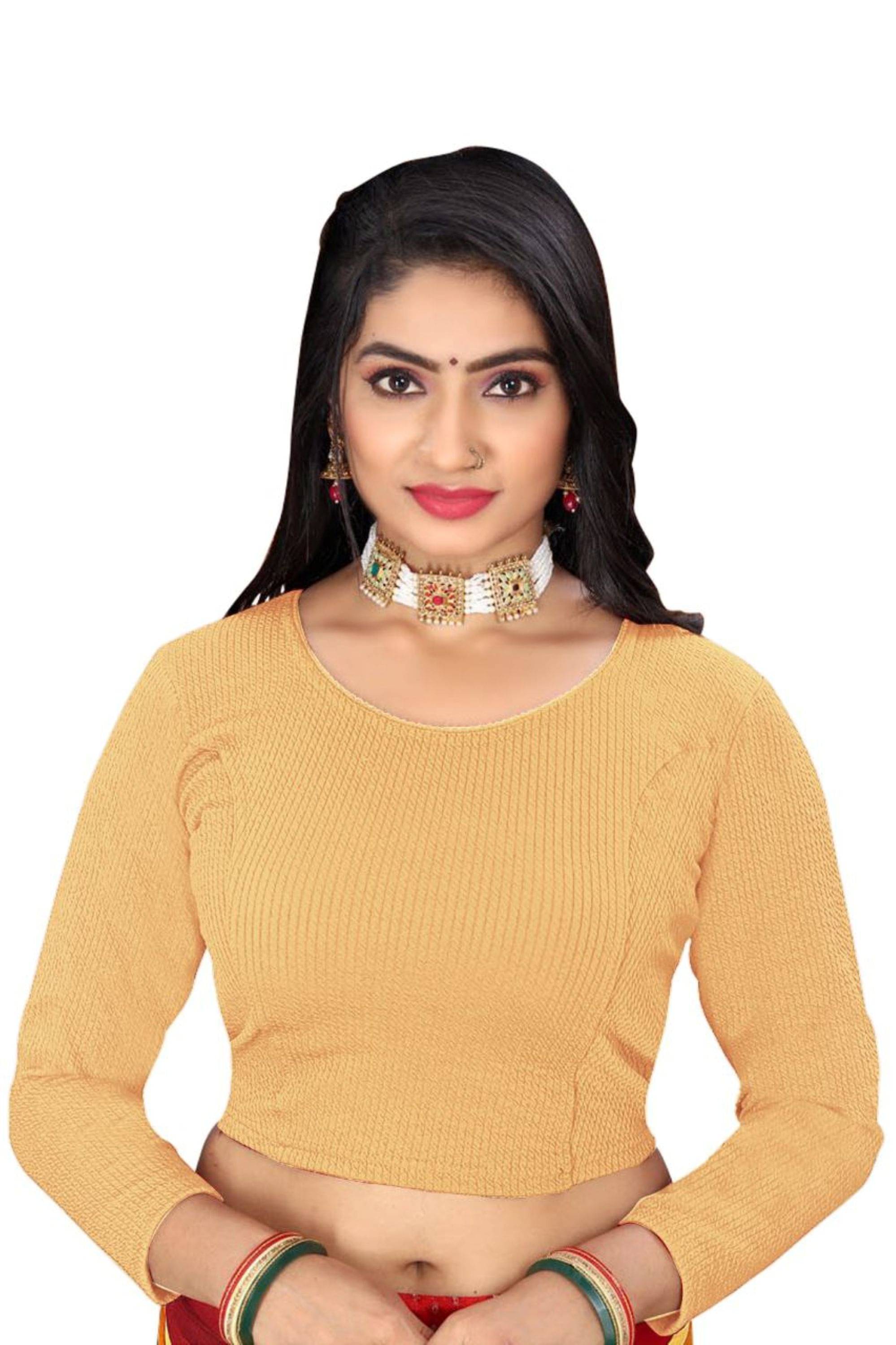 Bigbest Feb Art Silk Readymade without Pad U-Neck Women's Blouse ( Gold )     			Bigbest Feb Art Silk Readymade without Pad U-Neck Women's Blouse ( Gold )
