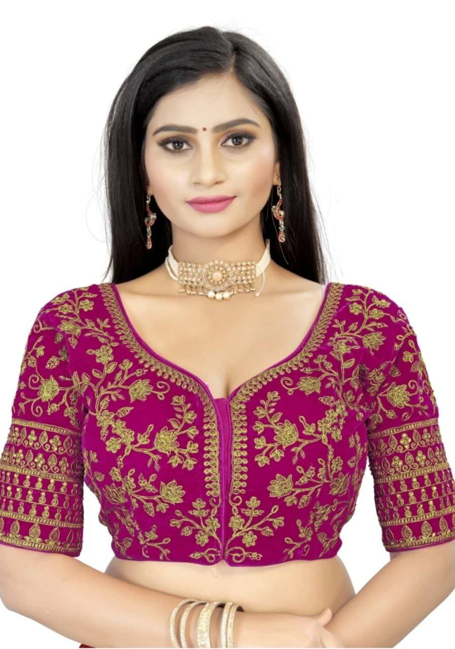 Bigbest Feb Velvet Readymade with Pad U-Neck Women's Blouse ( Rani ) Bigbest Feb Velvet Readymade with Pad U-Neck Women's Blouse ( Rani )