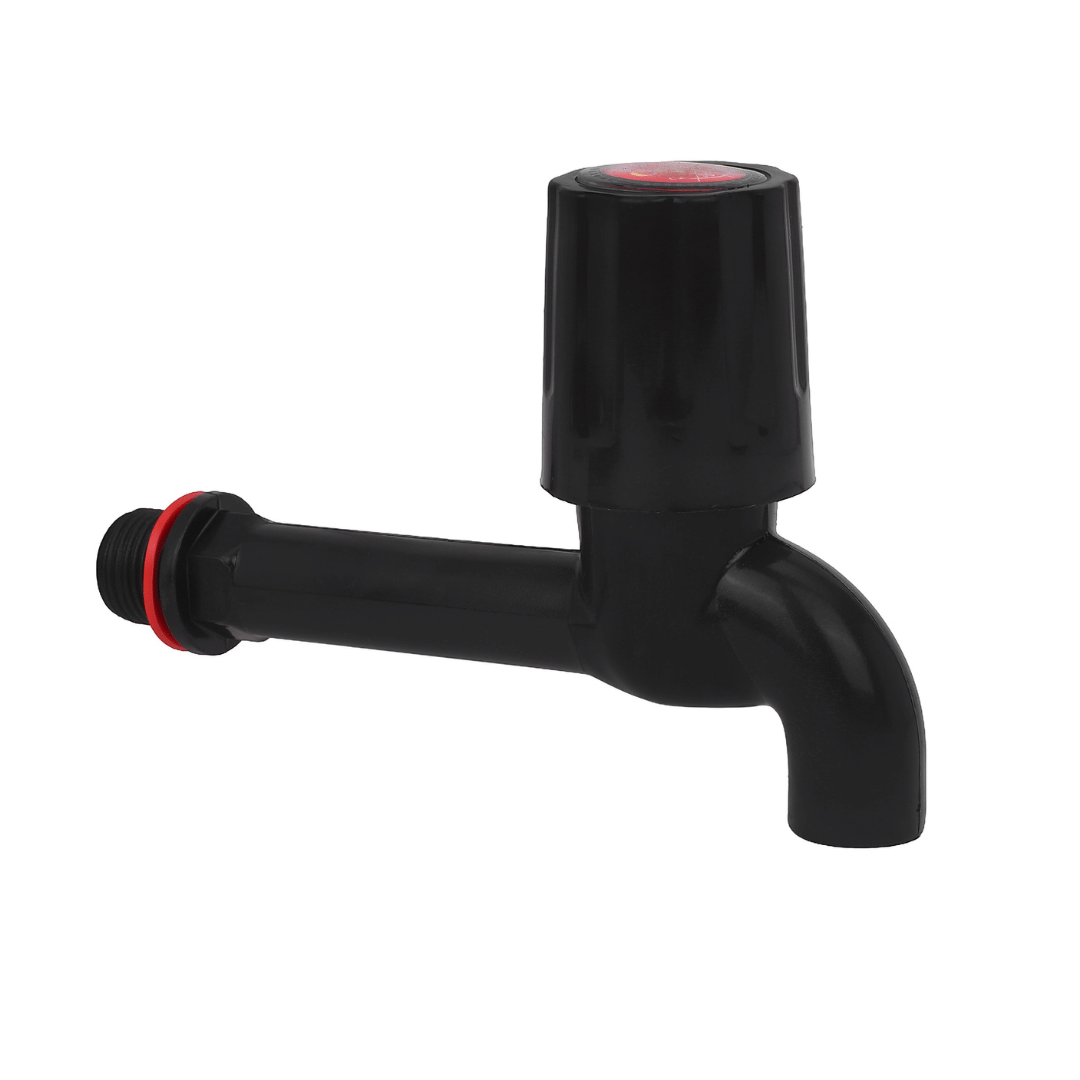 Cossimo Black PVC Heavy Duty Long Body Bib Tap (Pack of 1) Plastic (ABS) Bathroom Tap (Bib Cock)