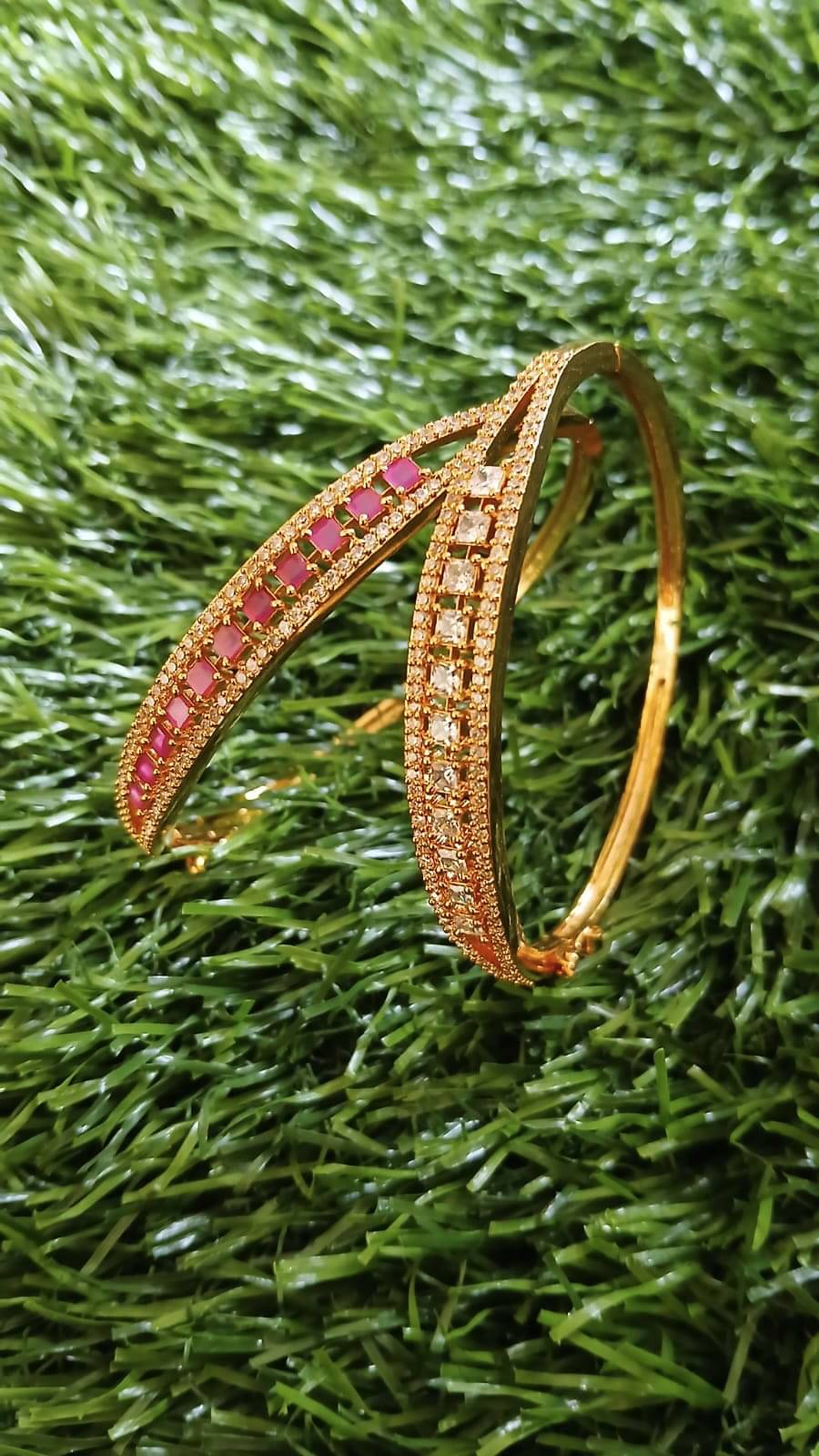 Gold Covering and Fancy Jewellery Multicolor Kada Set ( Pack of 2 ) Gold Covering and Fancy Jewellery Multicolor Kada Set ( Pack of 2 )