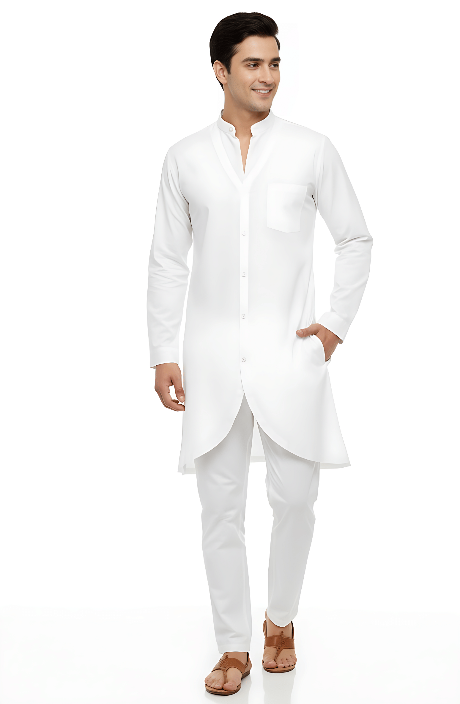 INZEELAS FASHION White Cotton Men's Front Slit Kurta ( Pack of 1 ) INZEELAS FASHION White Cotton Men's Front Slit Kurta ( Pack of 1 )