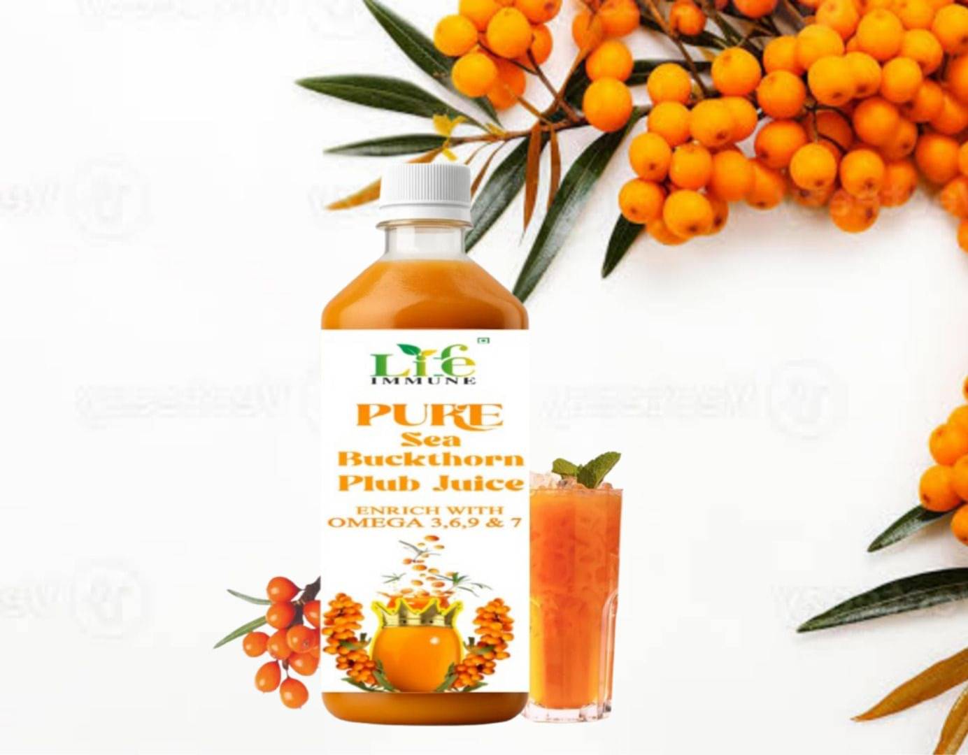     			Life immune Pure Sea Buckthorn plub Juice, Himalayan Berry, Enrich With 1000 ml (Pack of 1)