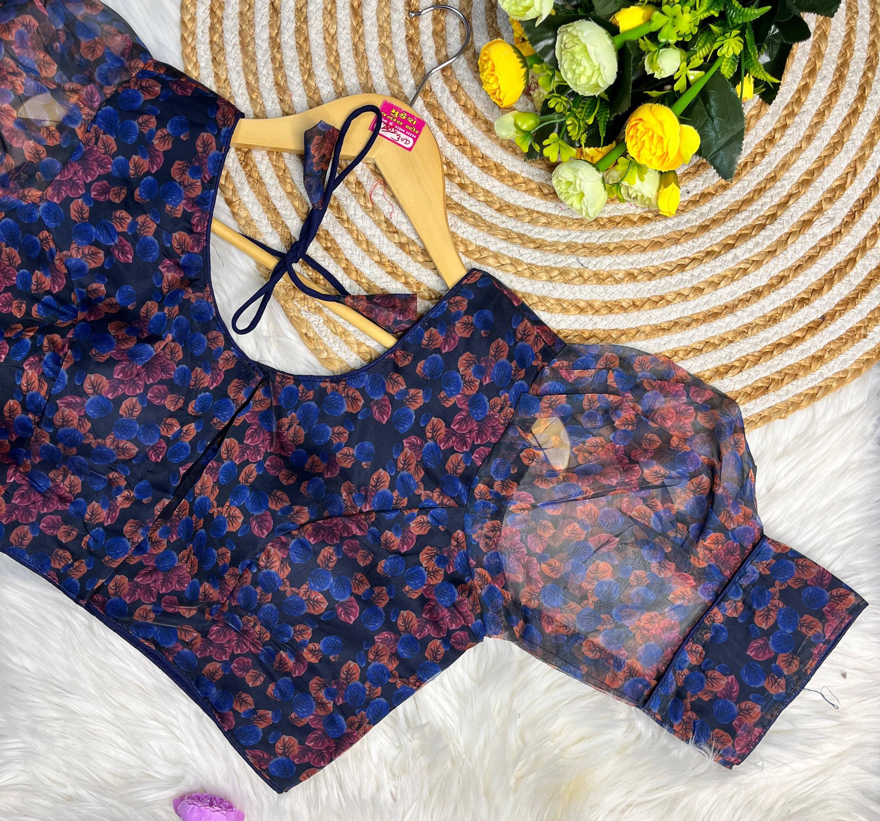     			Murliwala Creation Chiffon Readymade with Pad U-Neck Women's Blouse ( Navy )