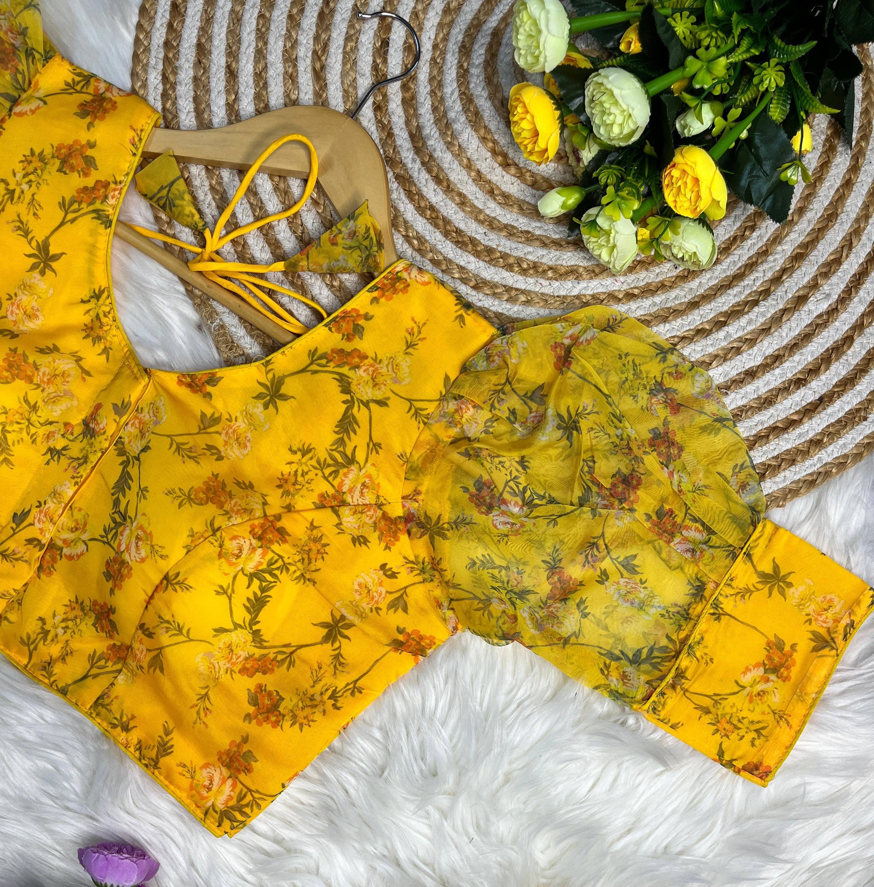     			Murliwala Creation Chiffon Readymade with Pad U-Neck Women's Blouse ( Yellow )