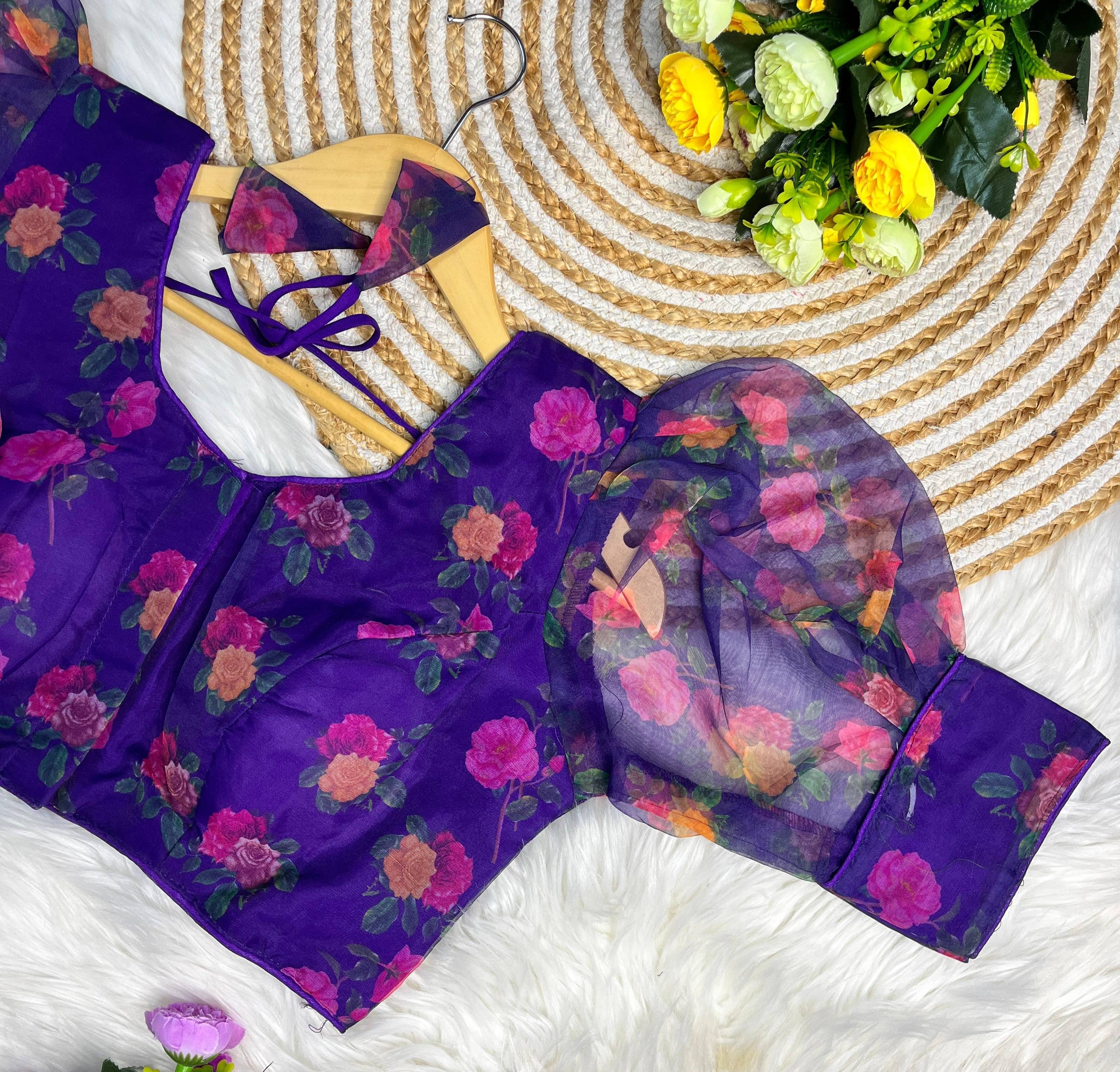     			Murliwala Creation Chiffon Readymade with Pad U-Neck Women's Blouse ( Purple )