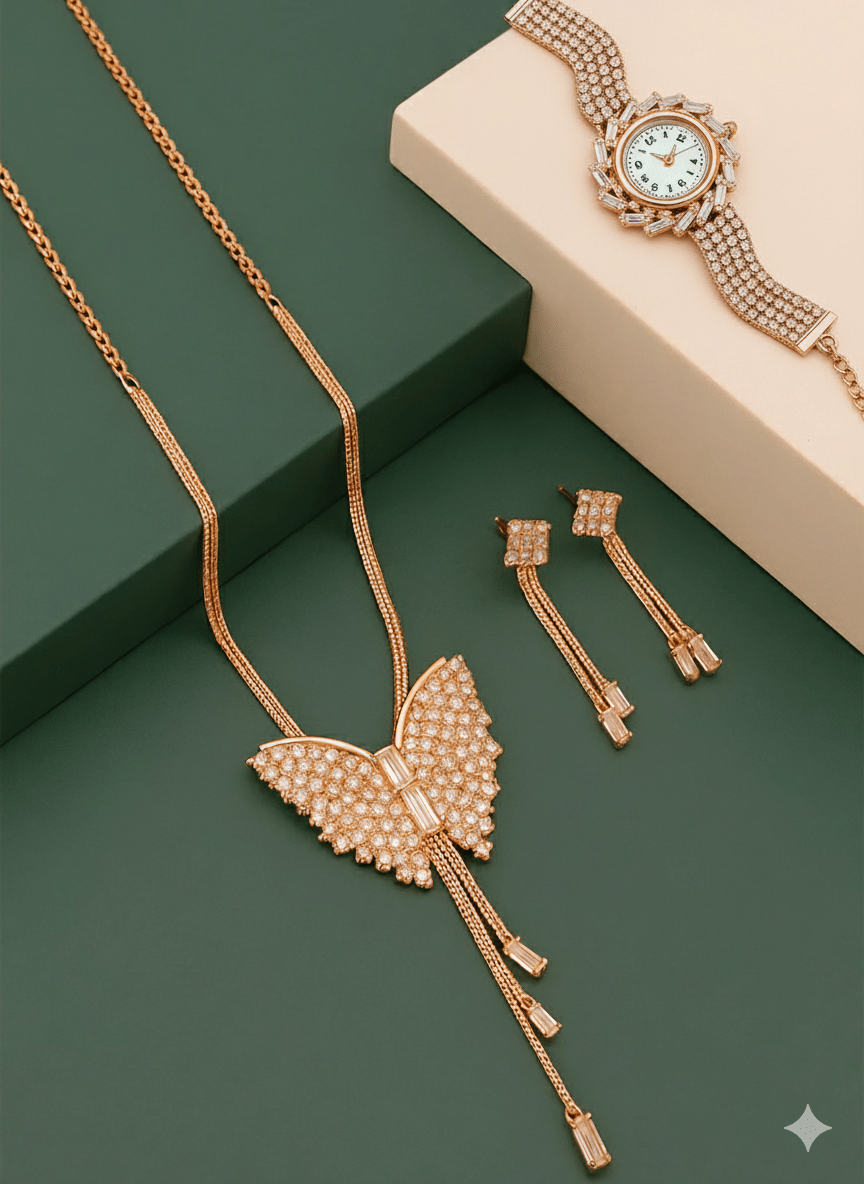     			RANEM Rose Gold Metal Necklace Set ( Pack of 1 )